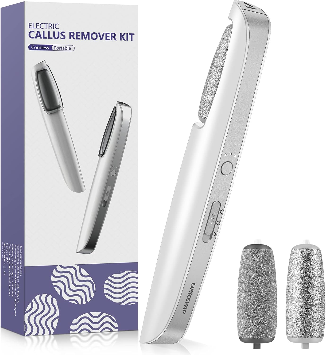 Electric Callus Remover - Professional Foot Scrubber Kit for Dry, Cracked Skin | At-Home Pedicure Spa Care (Blue)