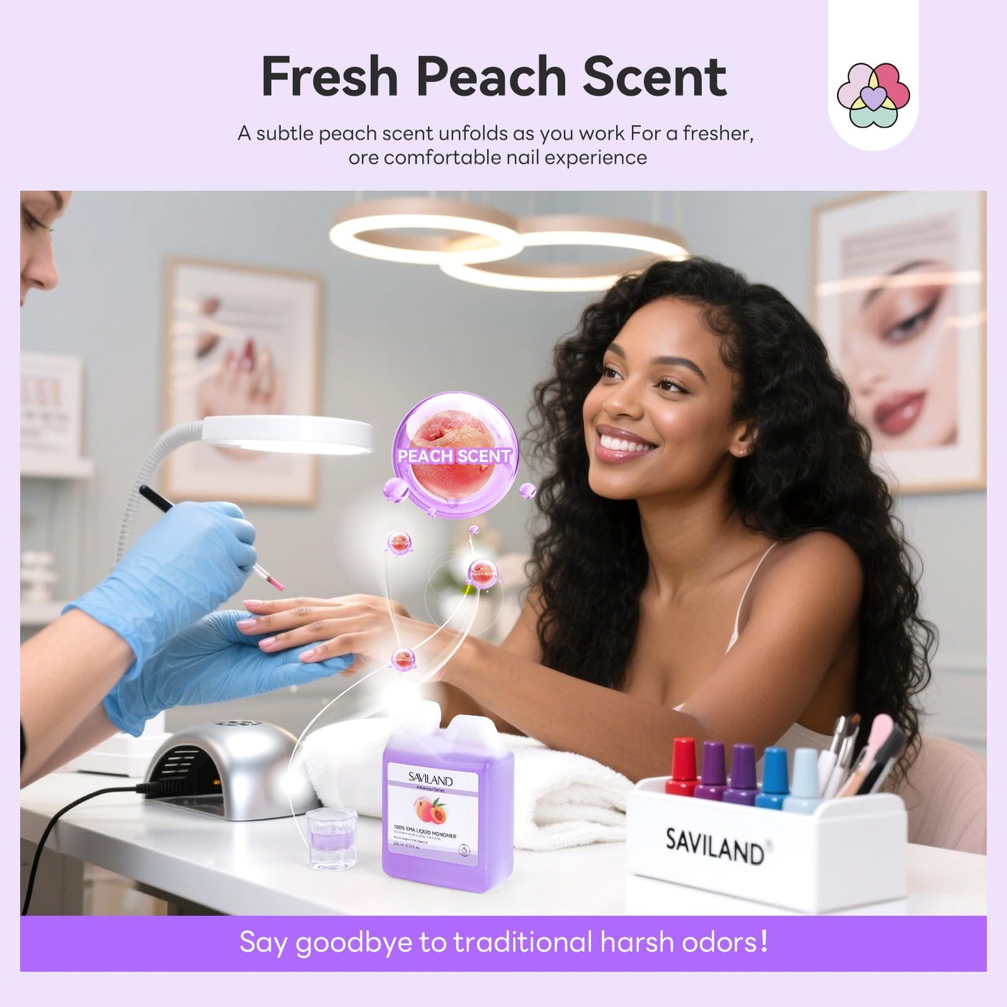 SAVILAND Pure EMA Monomer Acrylic Nail Liquid: Peach Scent Acrylic Liquid Nail Monomer Non-Yellowing Monomer For Acrylics Powder Nail Art 240 ml
