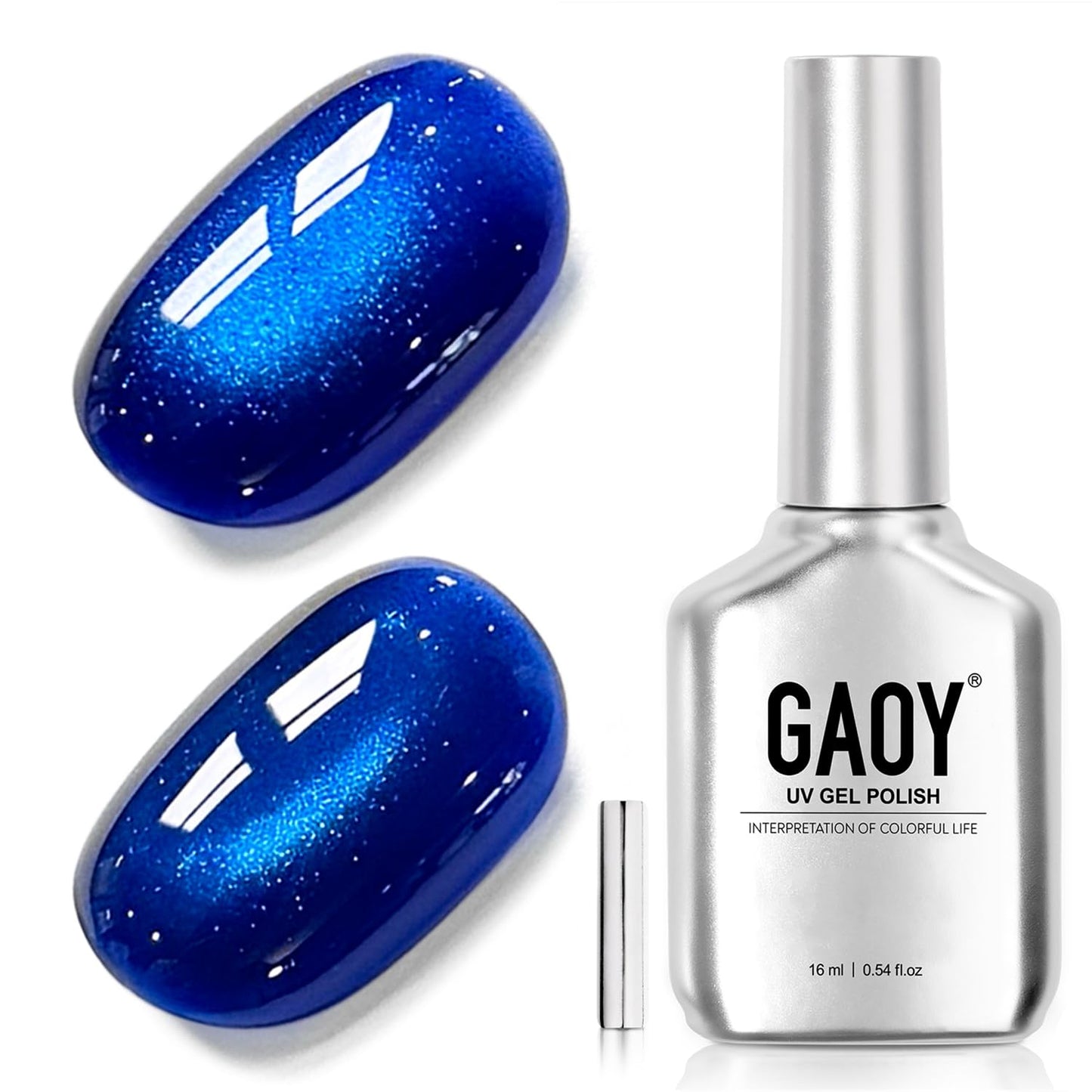 Glassy Cat Eye Gel Nail Polish - 16ml Holographic UV Gel with Magnet | Silvery Moonlight Reflective Finish