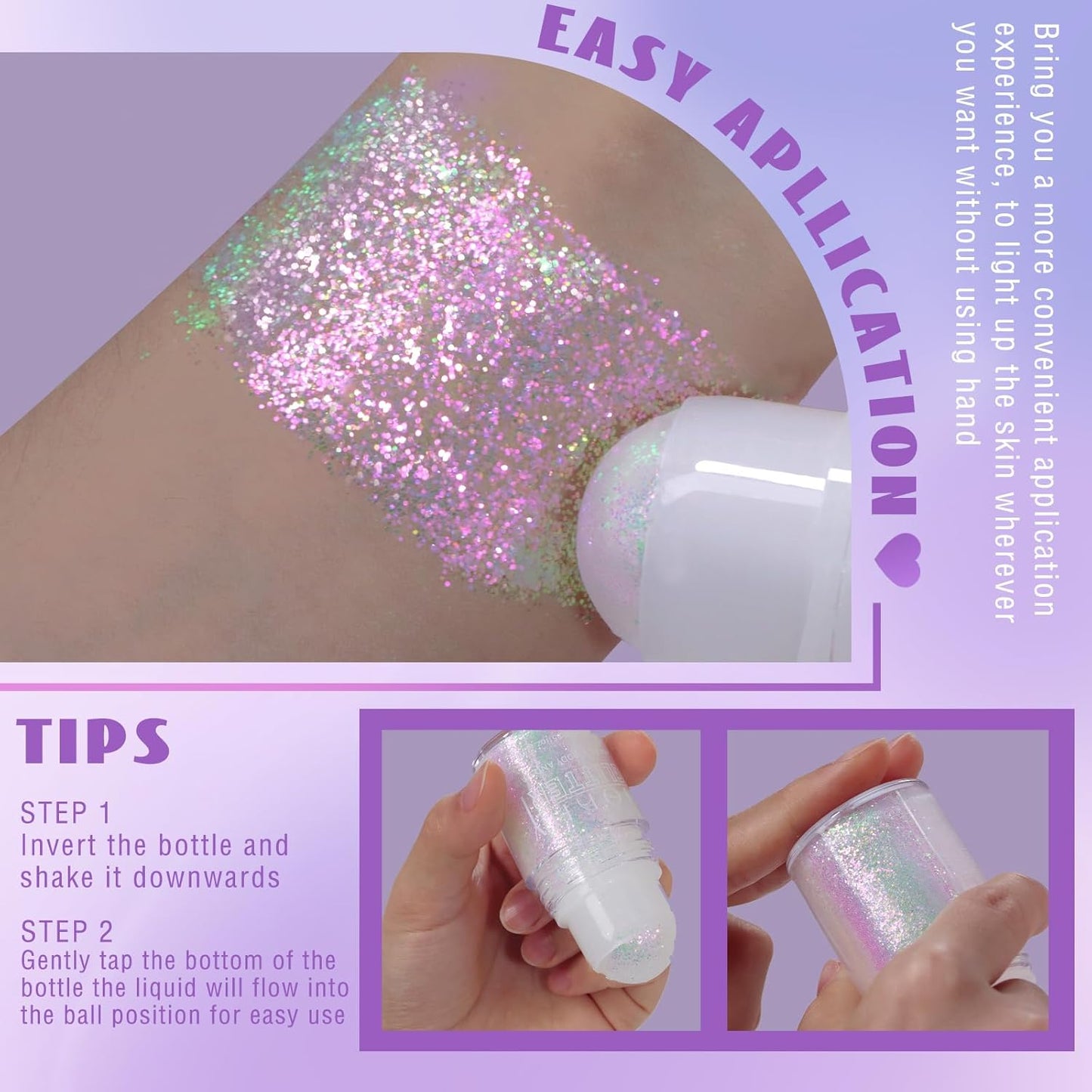HOSAILY Holographic Body Glitter Gel - Color Changing Chameleon Effect | Sparkling Pink, Chunky Mermaid Sequins for Festivals