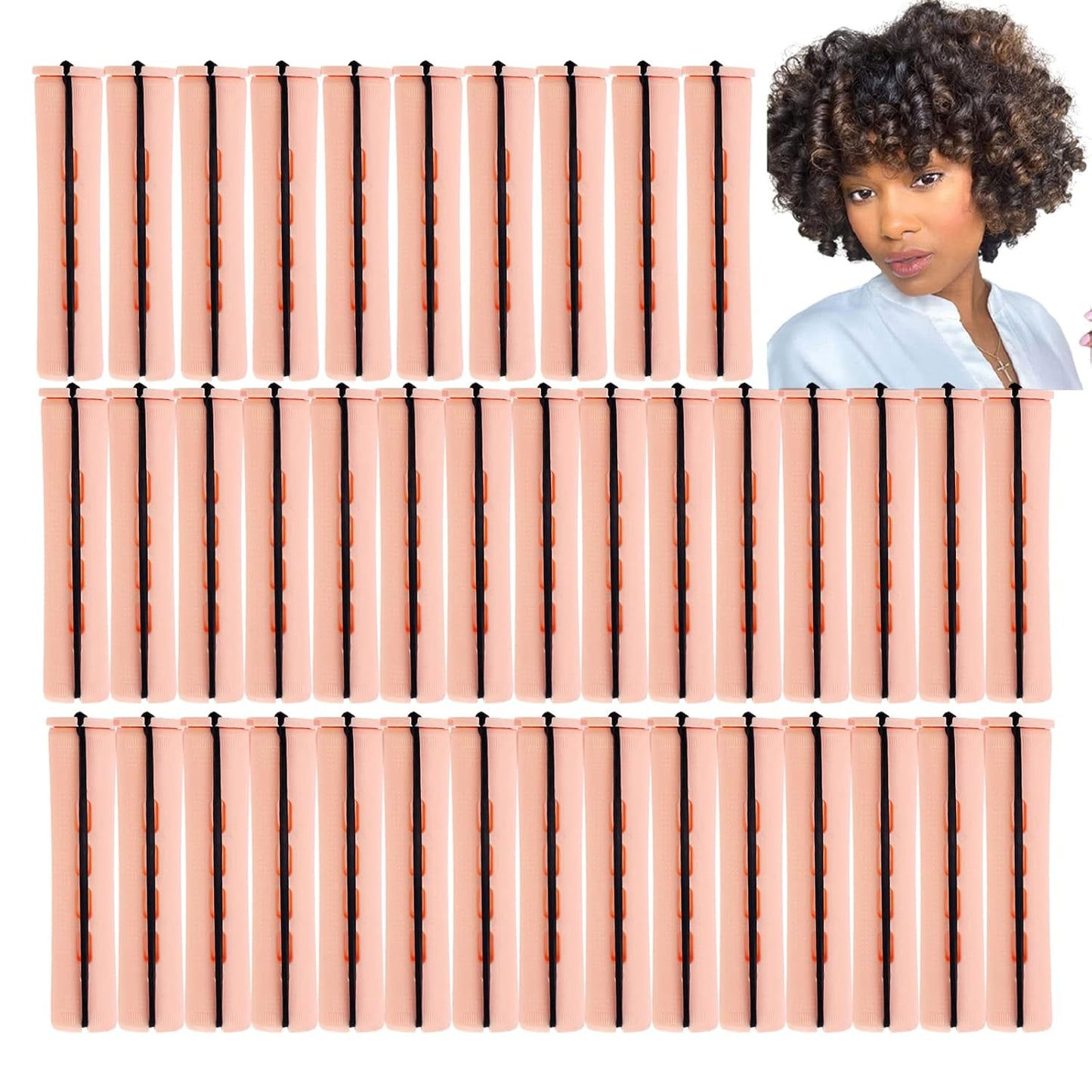 Large Perm Rods for Natural Hair Curling - Beige Styling Rollers for Long & Short Hair