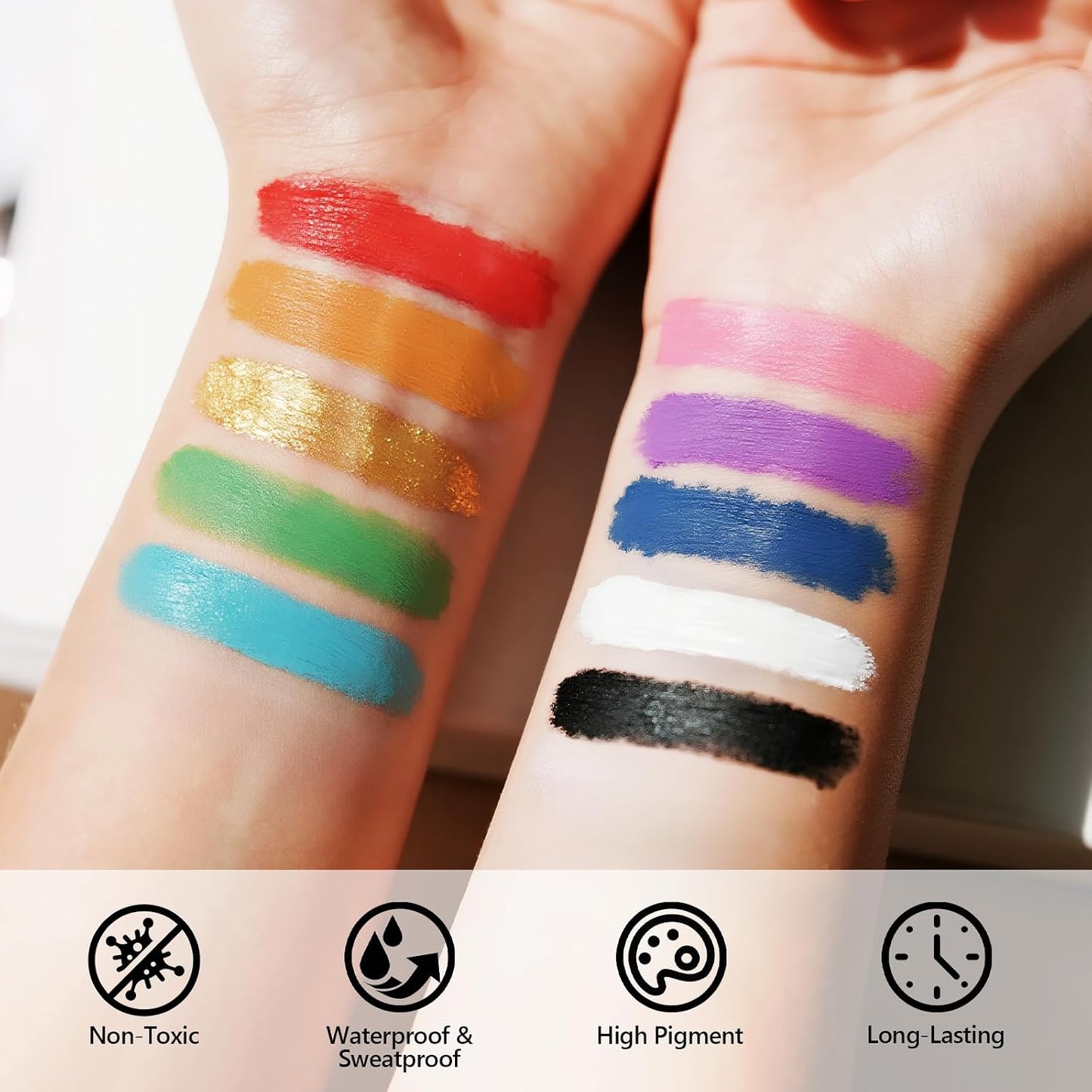 10 Packs Eye Black Sports Stick - Waterproof Anti-Glare Face Paint Kit | 10 Color Eyeblack for Football, Baseball, Softball