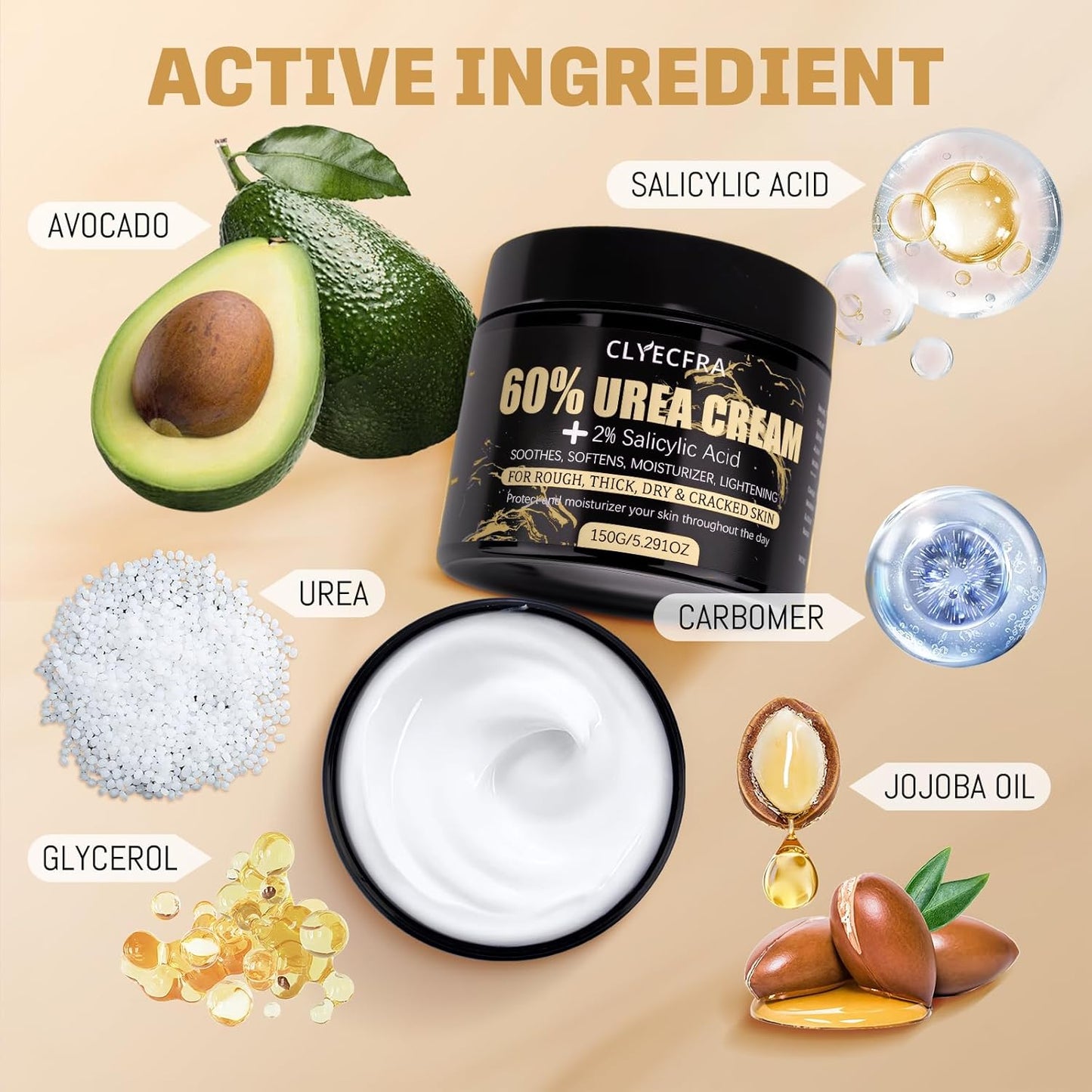 60% Urea Cream with 2% Salicylic Acid - Maximum Strength Moisturizer for Rough, Dry Skin | 150g