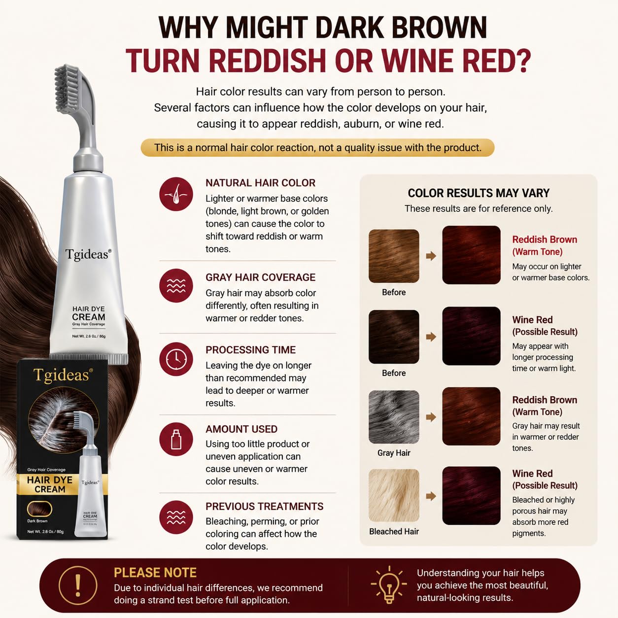 Tgideas Hair Dye Comb Root Touch Up, Ammonia Free Gray Coverage, Dark Brown