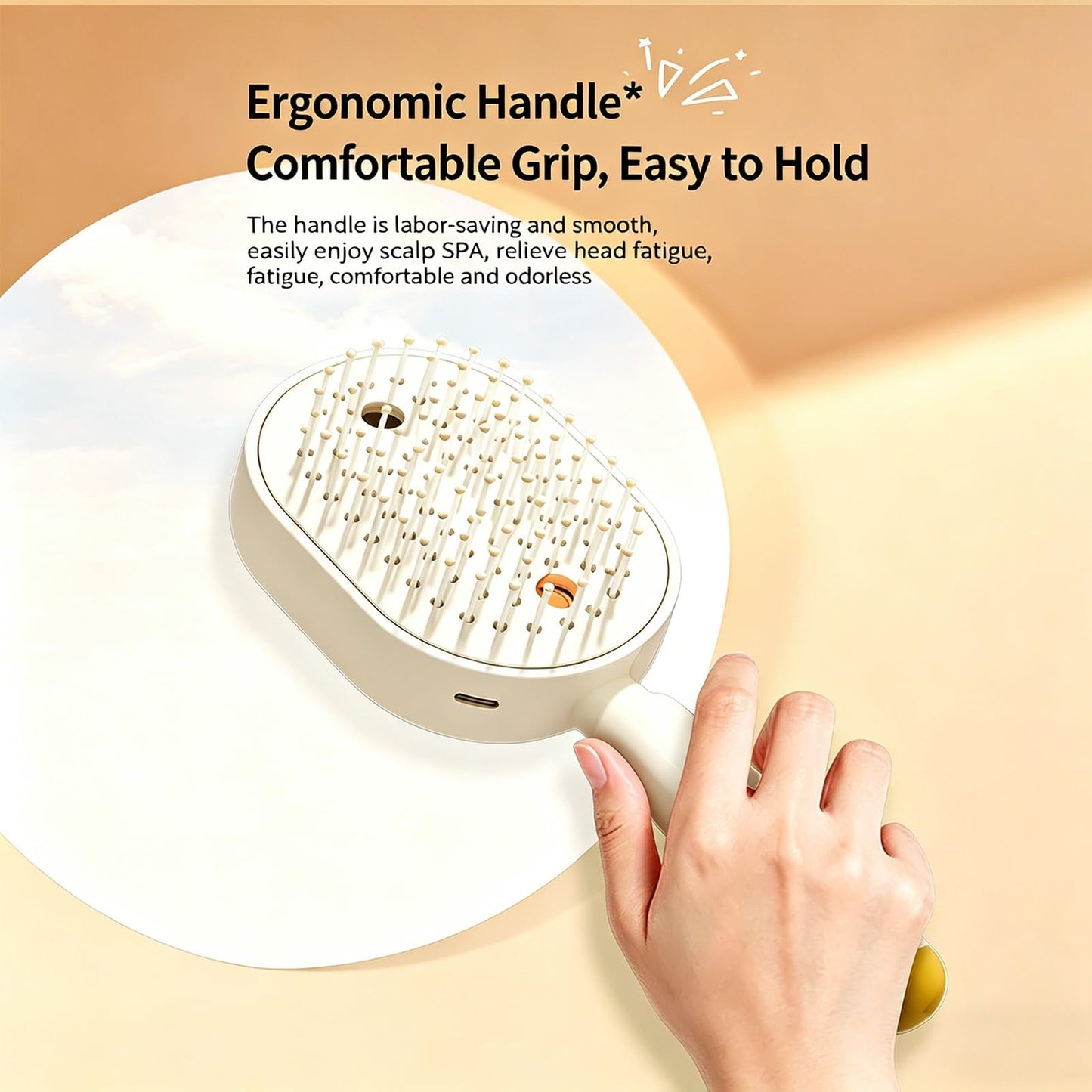 Electric Steam Brush for Hair, Rechargeable Mist Hair Brush with Detangling Air Cushion Comb for Women, Portable Anti-Static Smoothing Brush for Dry, Frizzy & Tangled Hair