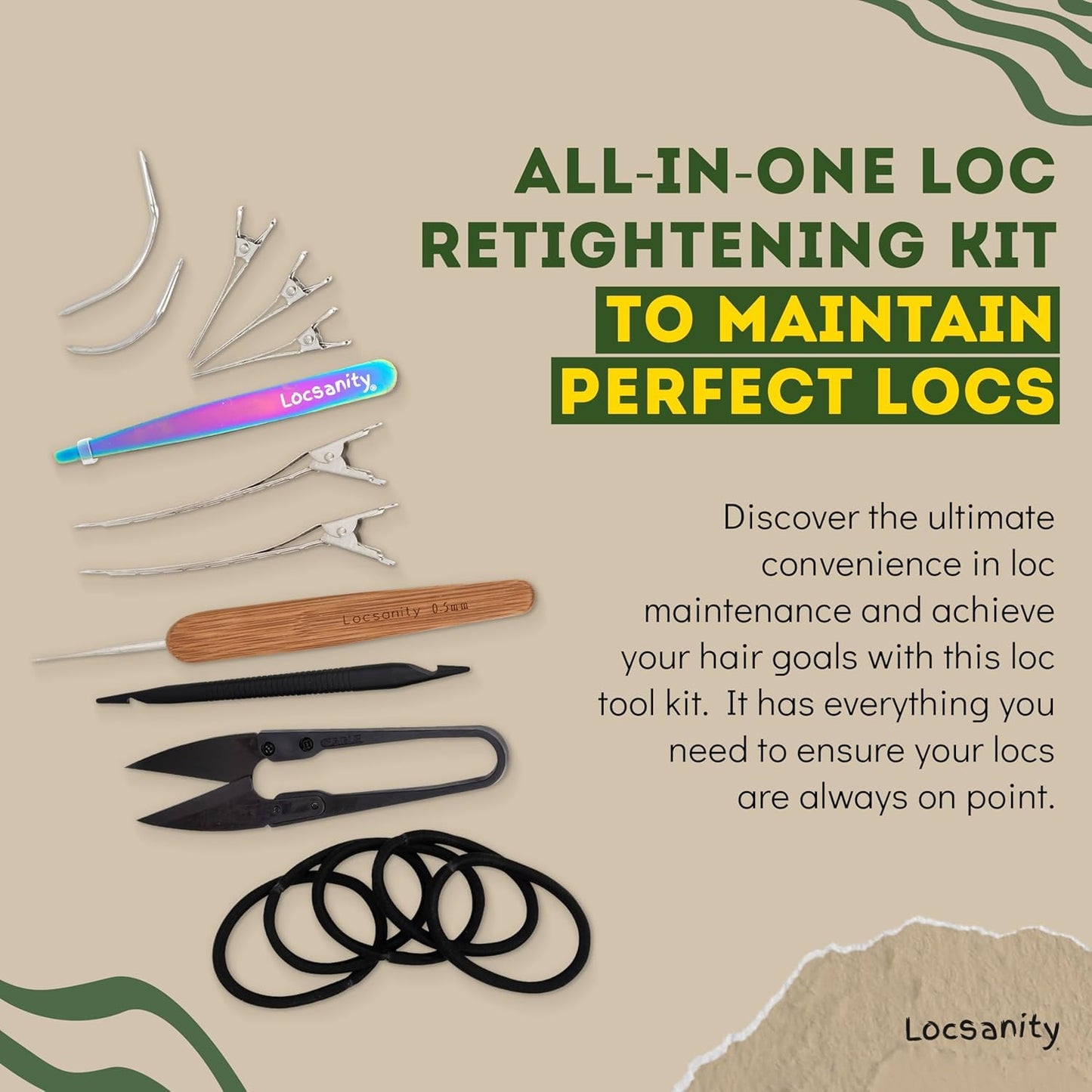 Locsanity Loc Retie Bundle - 3-Piece Maintenance Kit for Sisterlocks, Microlocs & Locs | Includes Retightening Tool, Passion Fruit & Cinnamon Mint Sprays
