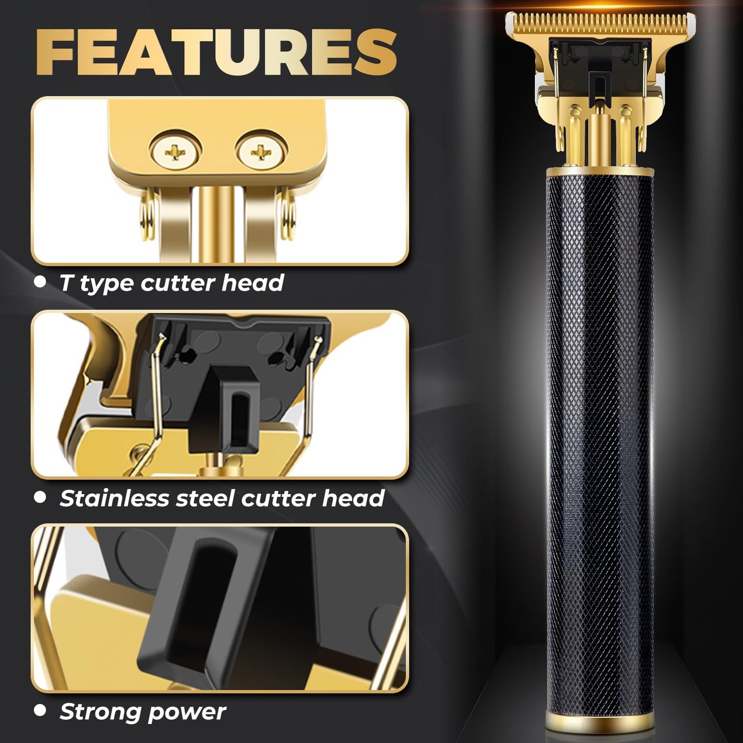 candyfouse Professional Beard Trimmer for Men, Hair Clippers with 4 Limit Combs, Cordless Rechargeable with LCD Display, Approaching Zero Gapped Cutting Grooming Kit