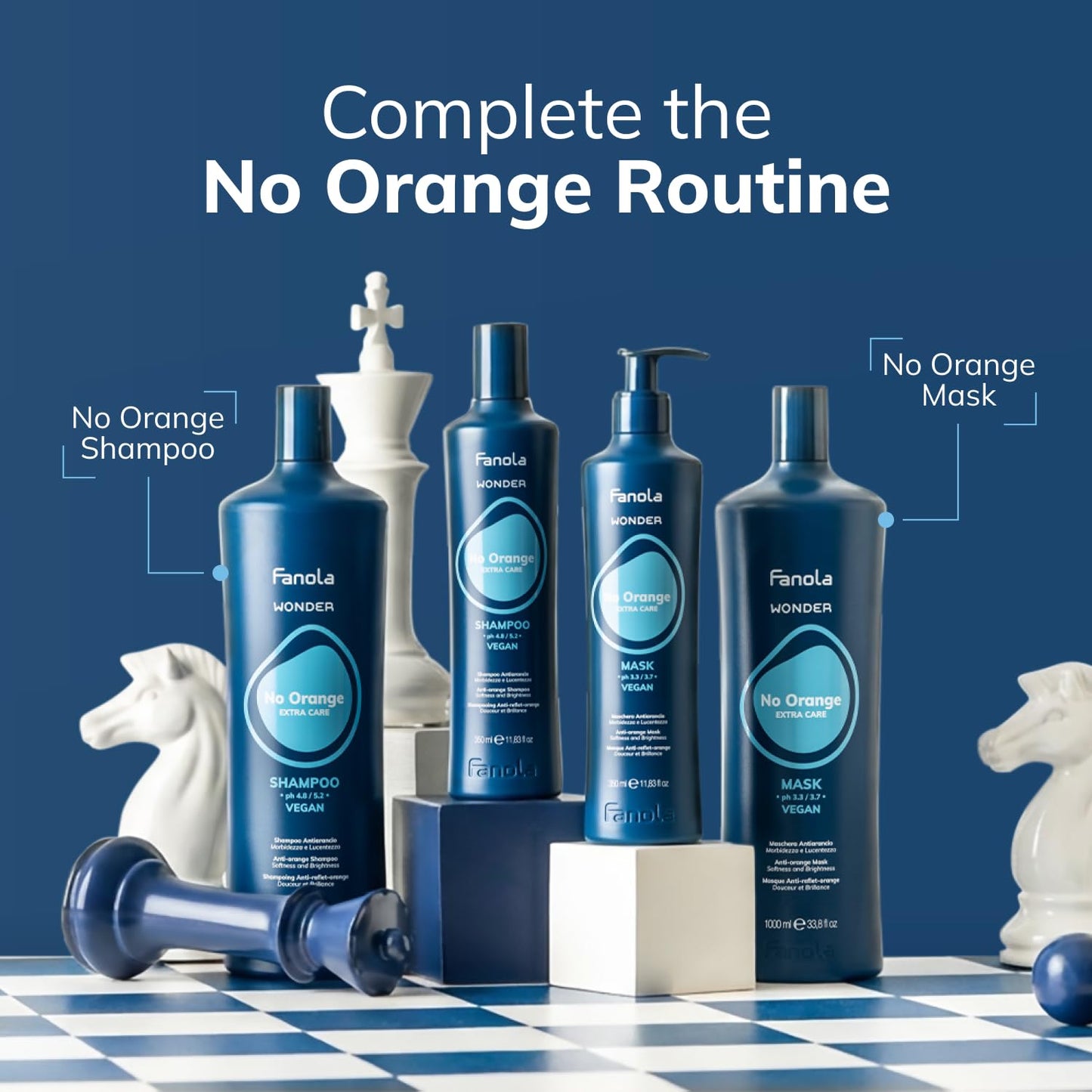 Fanola Wonder No Orange Hair Mask - Blue Toner for Brassy Hair - Deep Conditioning Vegan Formula | 11.83oz