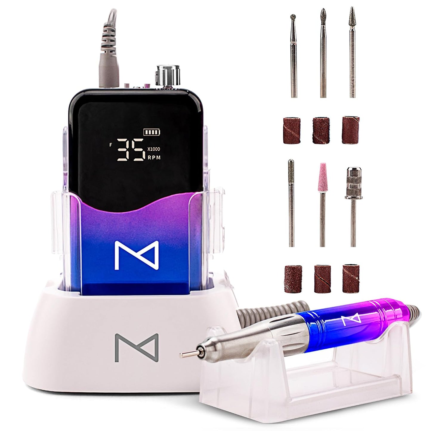 Professional Nail Drill Machine - Cordless 2-in-1 Electric Nail File - 35000 RPM, HD Display | Rose Gold