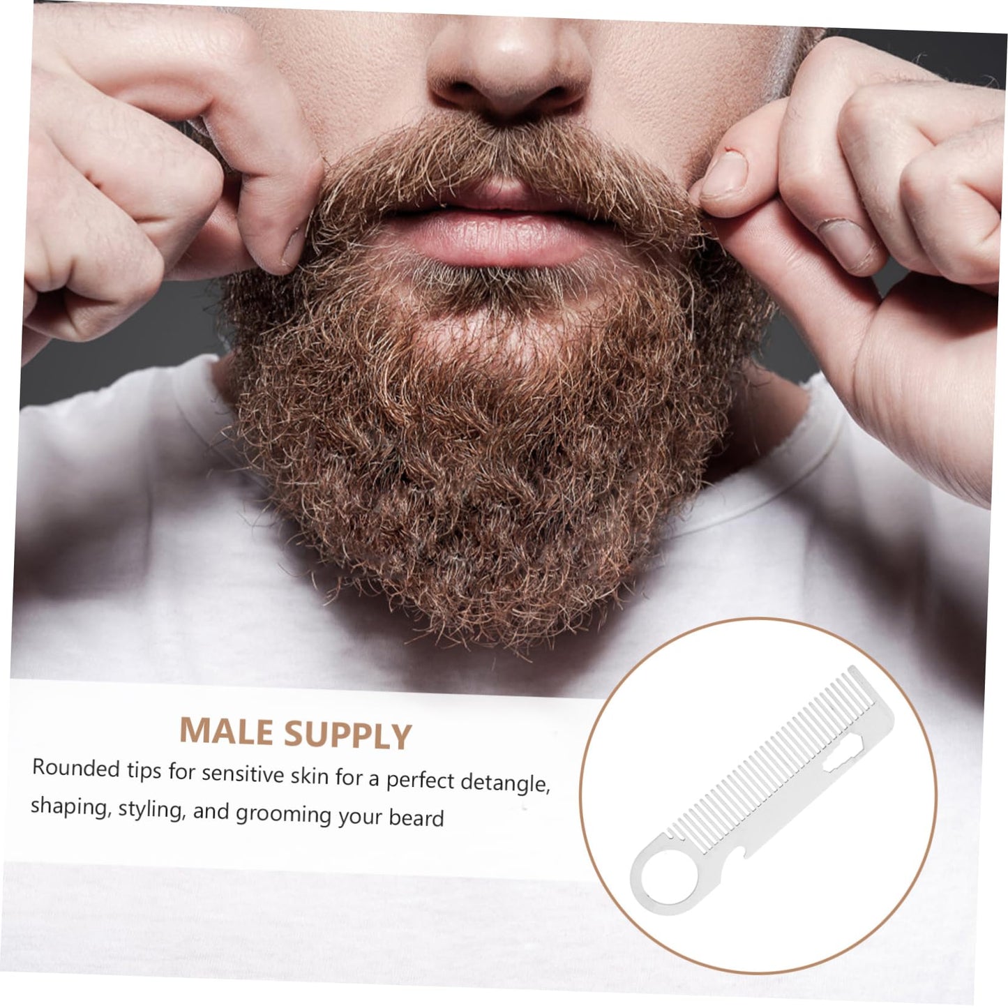 Beaupretty Beard Comb 5.51 Inch Fine Tooth Anti-Static Mustache Comb for Men Heat Resistant Grooming Tool for Styling Detangling and Moisturizing Facial Hair