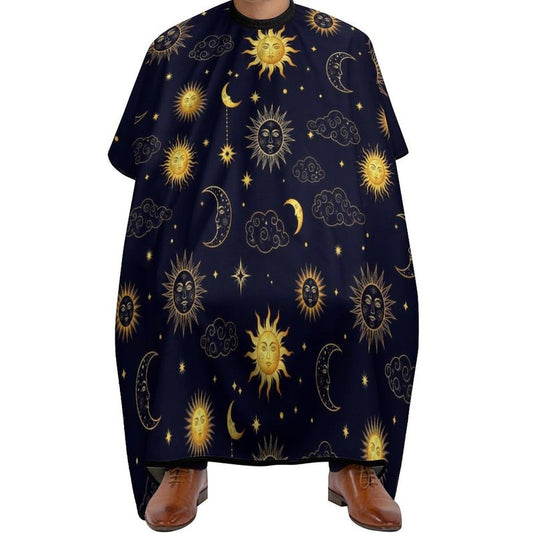 Fashion Salon Barber Cape Professional Hair Cutting Cape with Adjustable Snap Closure Sun Moon Boho Astrology