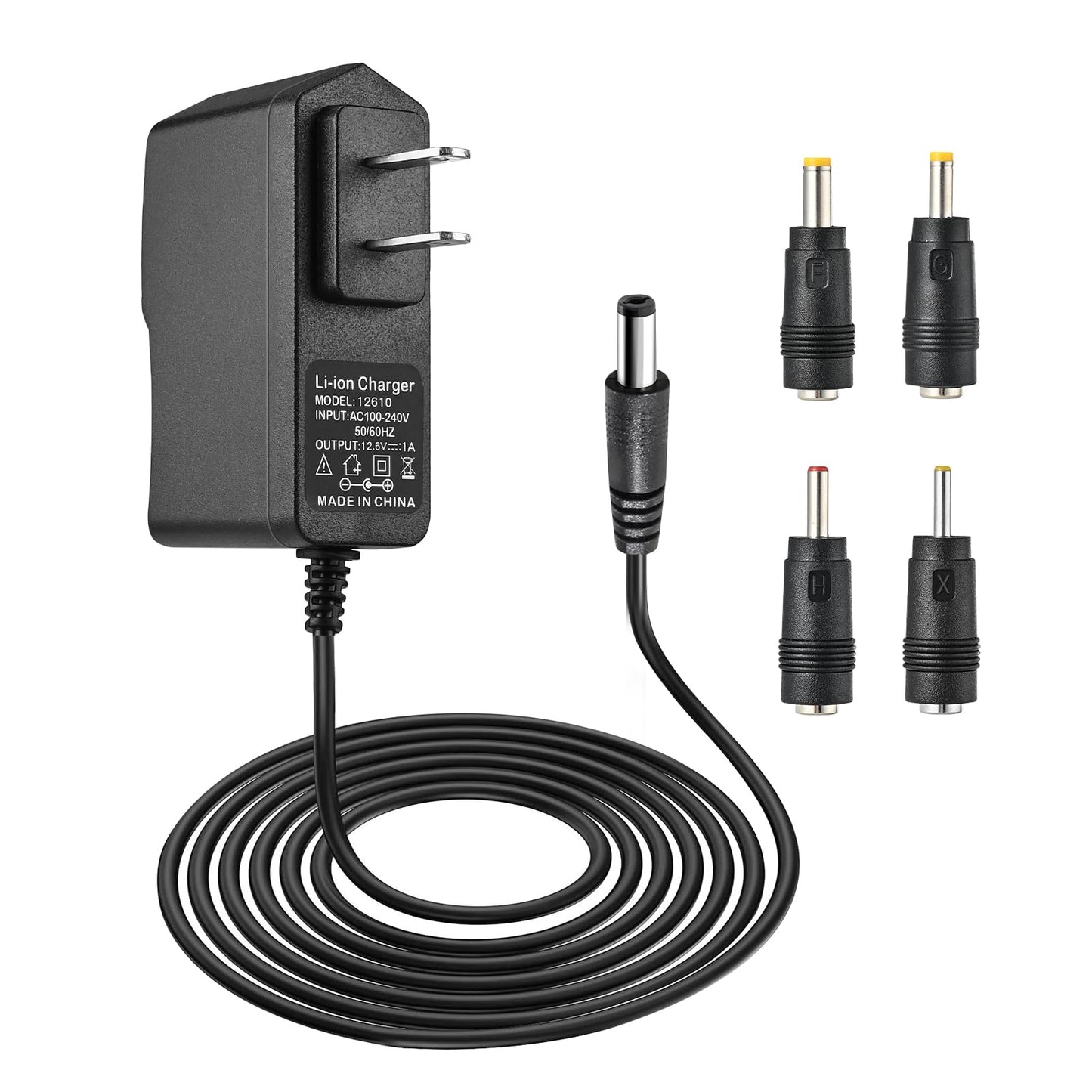 Moroxi 12V Massage Gun Charger, 12.6V 1.0A, Universal 12V, 1.5m/5FT Power Cord, Switch, Power Supply, Battery Charger