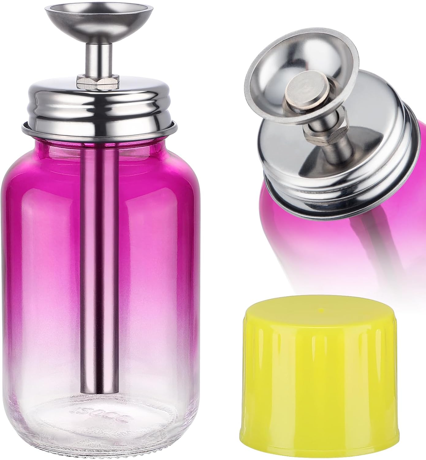 Noverlife Glass Push Down Pump Dispenser - 6Oz Acetone & Nail Polish Remover Bottle | Copper Core Design