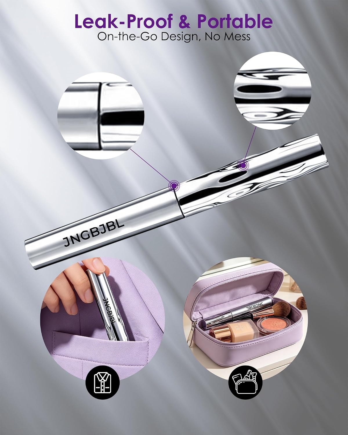 Iron Wand Mascara - 5D Curling Waterproof Formula for Volume & Length | Washable Metal Wand, Black