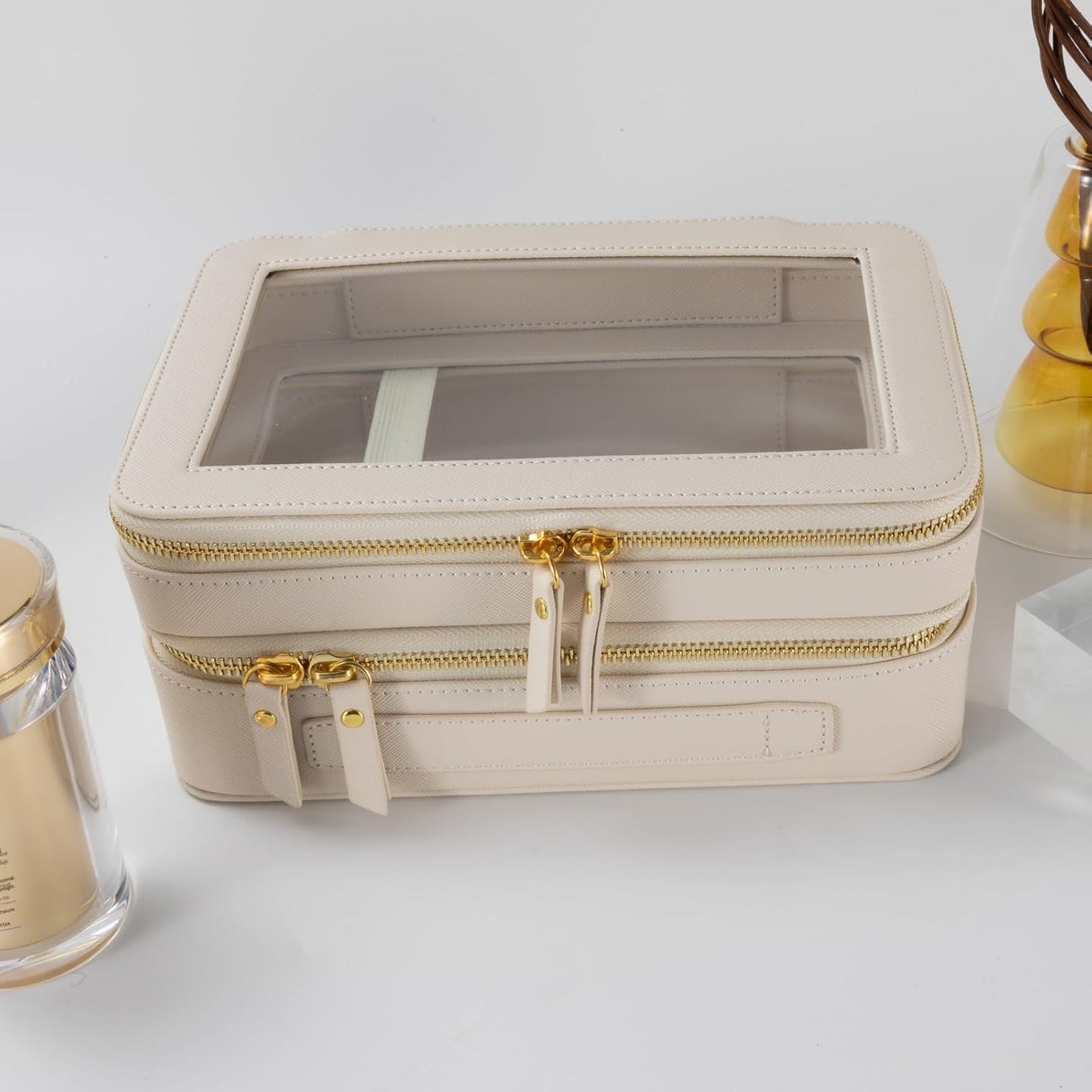 Clear Travel Toiletry Bag - Compact Makeup Organizer for Travel | White, SHC-TL-2