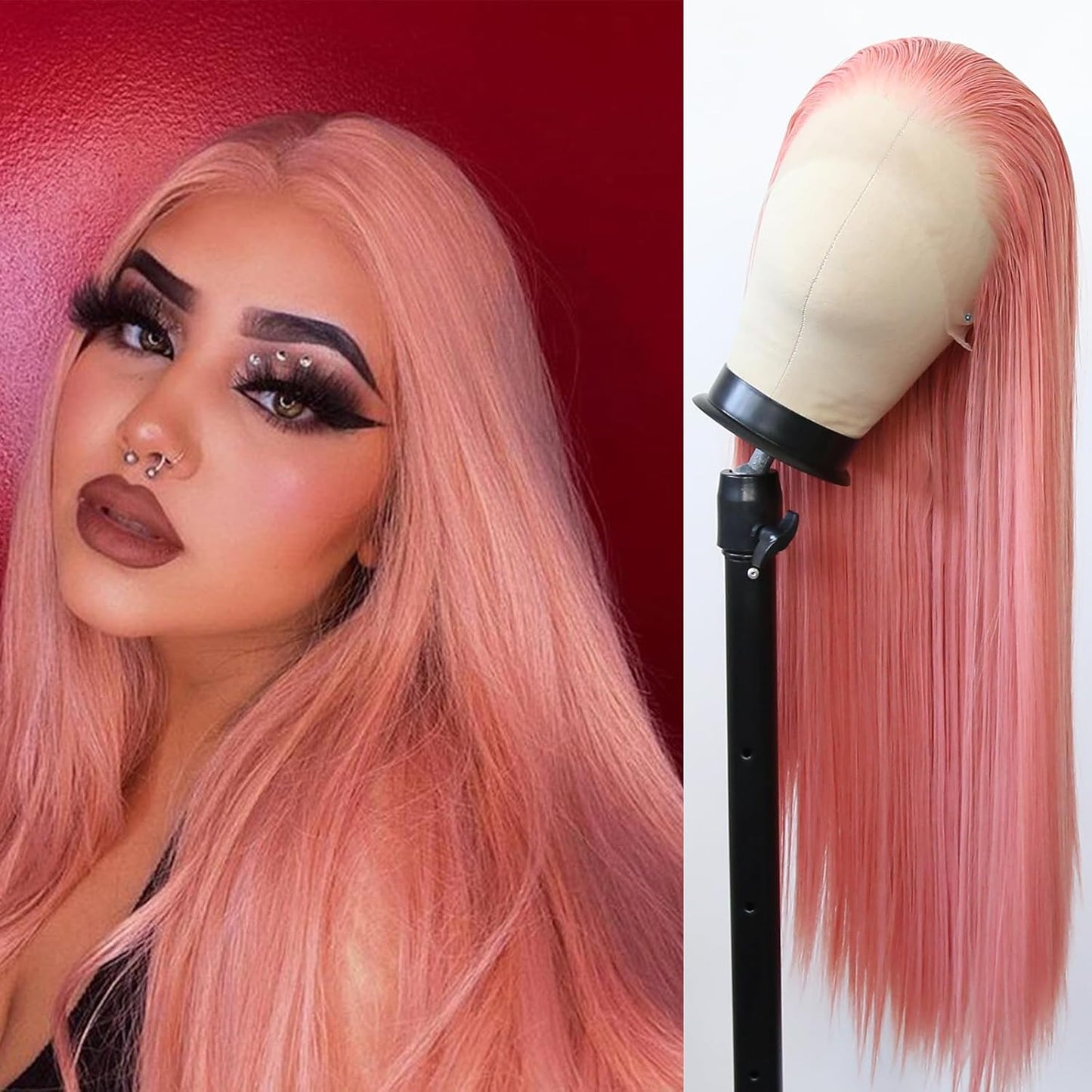 99J Burgundy Lace Front Wig - Long Straight Synthetic Hair, Pre-Plucked Natural Hairline for Black Women | Heat Resistant Fiber, Daily Wear