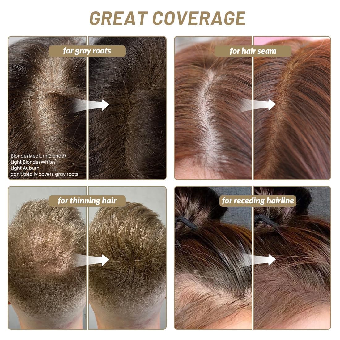 Hairline Powder for Thinning Hair - Gray Coverage Touch-Up for Women | Conceals Hair Loss