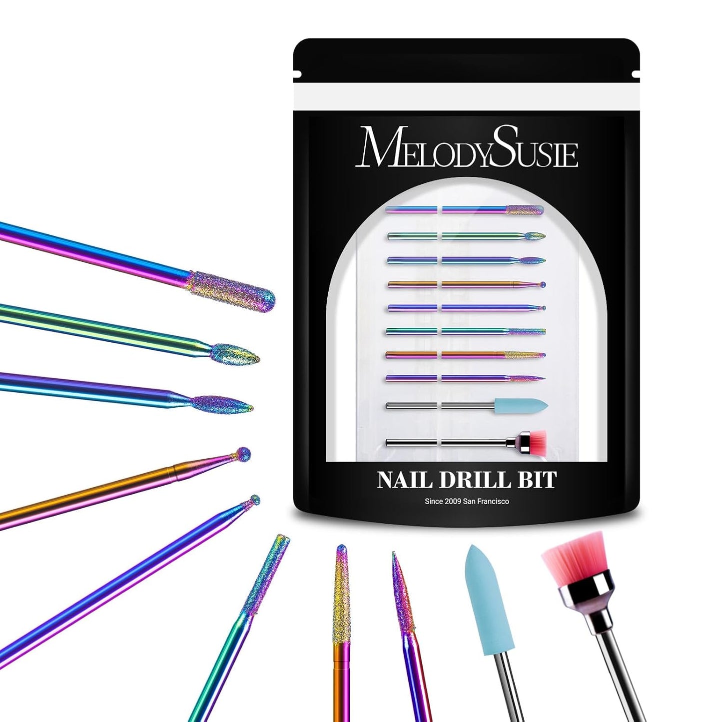 10pcs Nail Drill Bits Set - 3/32 Inch Diamond Cuticle Bits for E-File | Manicure & Pedicure Tools for Acrylic Gel Nails