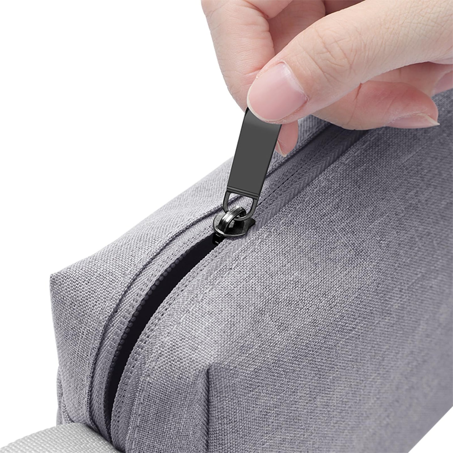 Tmiulu Waterproof Cosmetic Bag for Women | Soft Travel Makeup & Toiletry Organizer, Large Portable Storage for Makeup Products, Tissues, Electronics, USB Cables| Nylon, Durable & Stylish (Large-Grey)