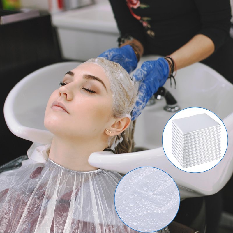 Yuanan 50 PCS Disposable Barber Cape, Waterproof Salon Cape Plastic Professional Hair Cutting Capes Hairs Stylist Capes Salon for Hairdresser Artist Clients Home and Salons Use-40 X40 Inch
