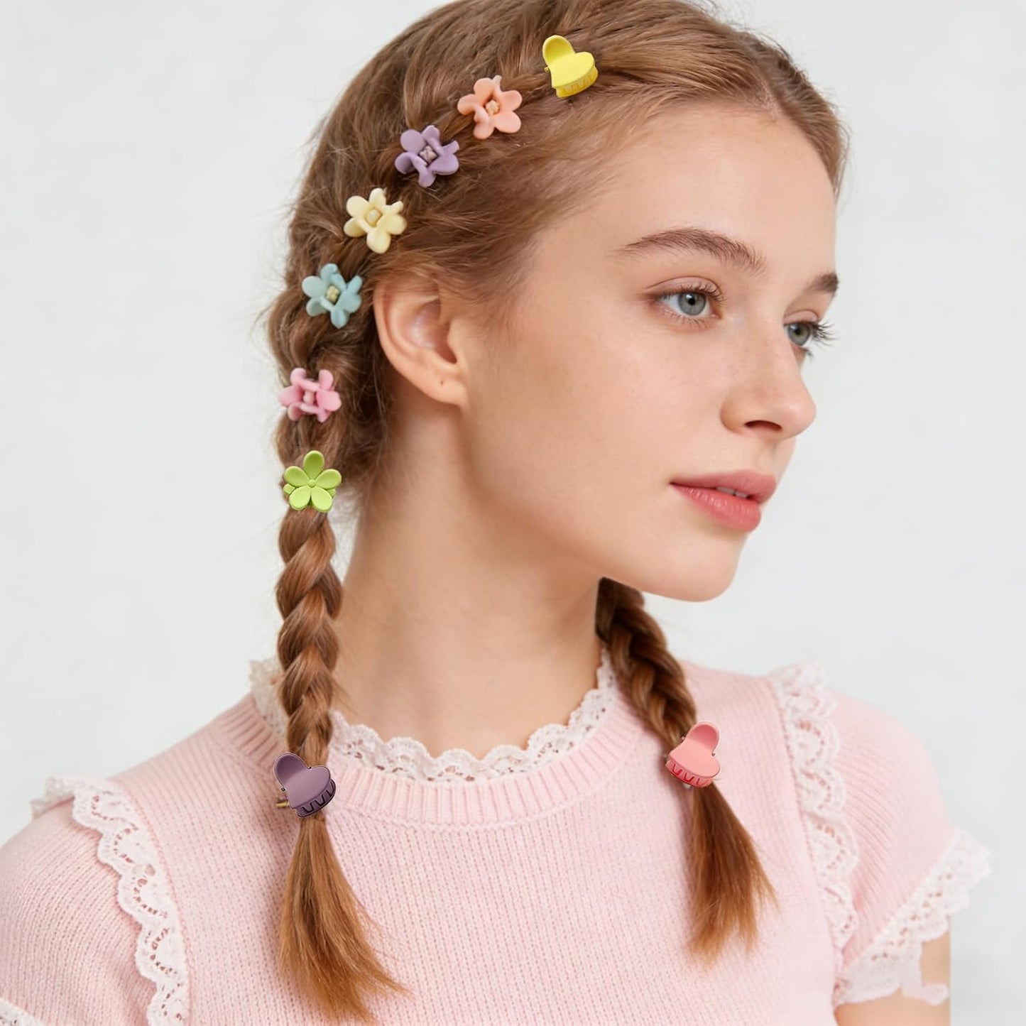 Mini Flower Hair Clips for Kids - 100 Colorful Claw Pins | Cute Toddler Accessories