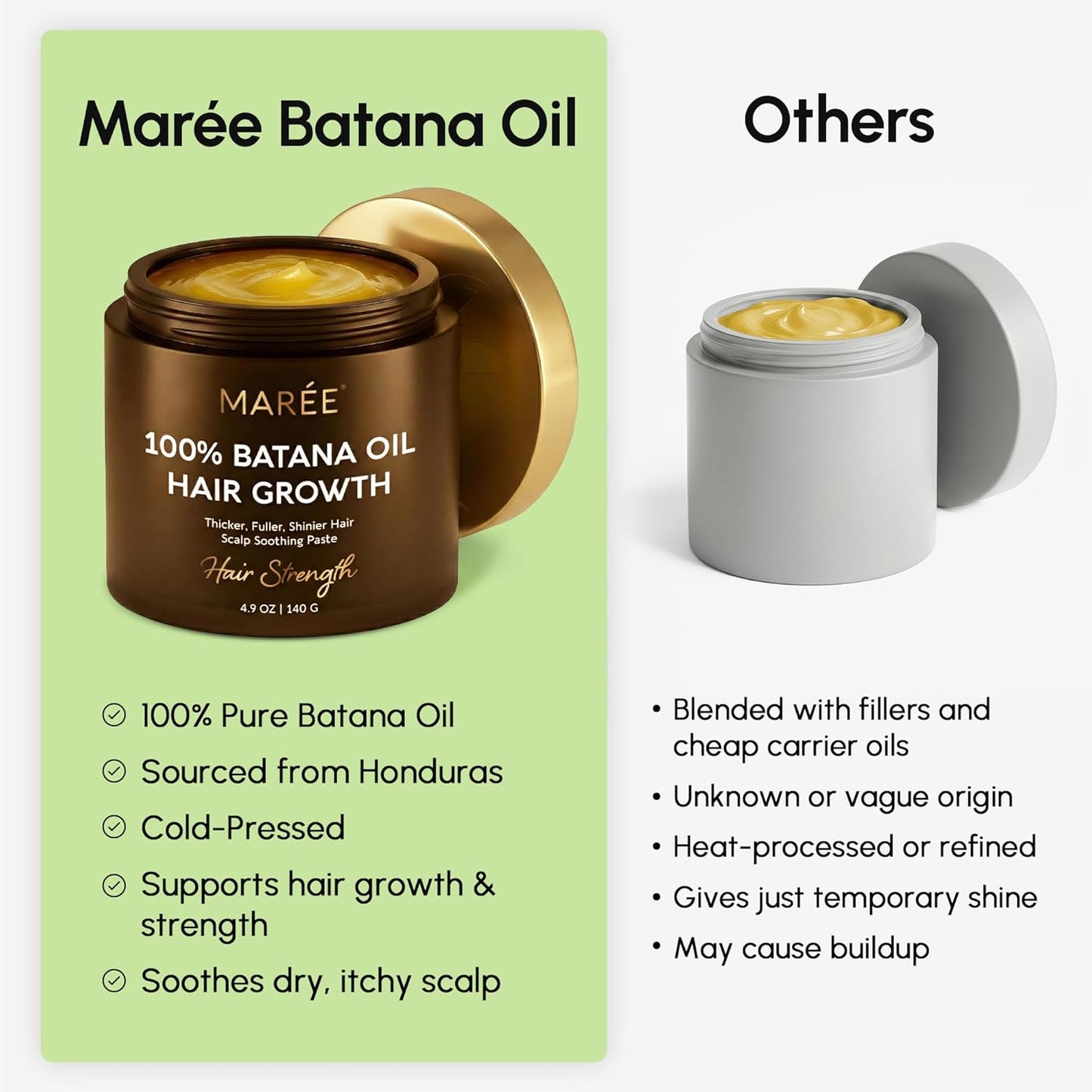 Batana Oil for Hair Growth - 100% Natural Raw Oil Paste | Density & Thickness for Women & Men
