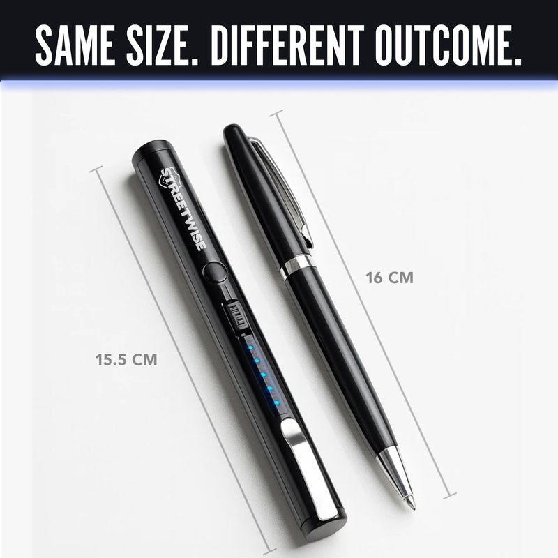 Streetwise Pain Pen 25,000,000 Volts Stun Gun for Self Protection - Tactical Stun Pen for Women and Men, USB Rechargeable, Battery Indicator, Durable Clip, Compact and Concealable for Protection
