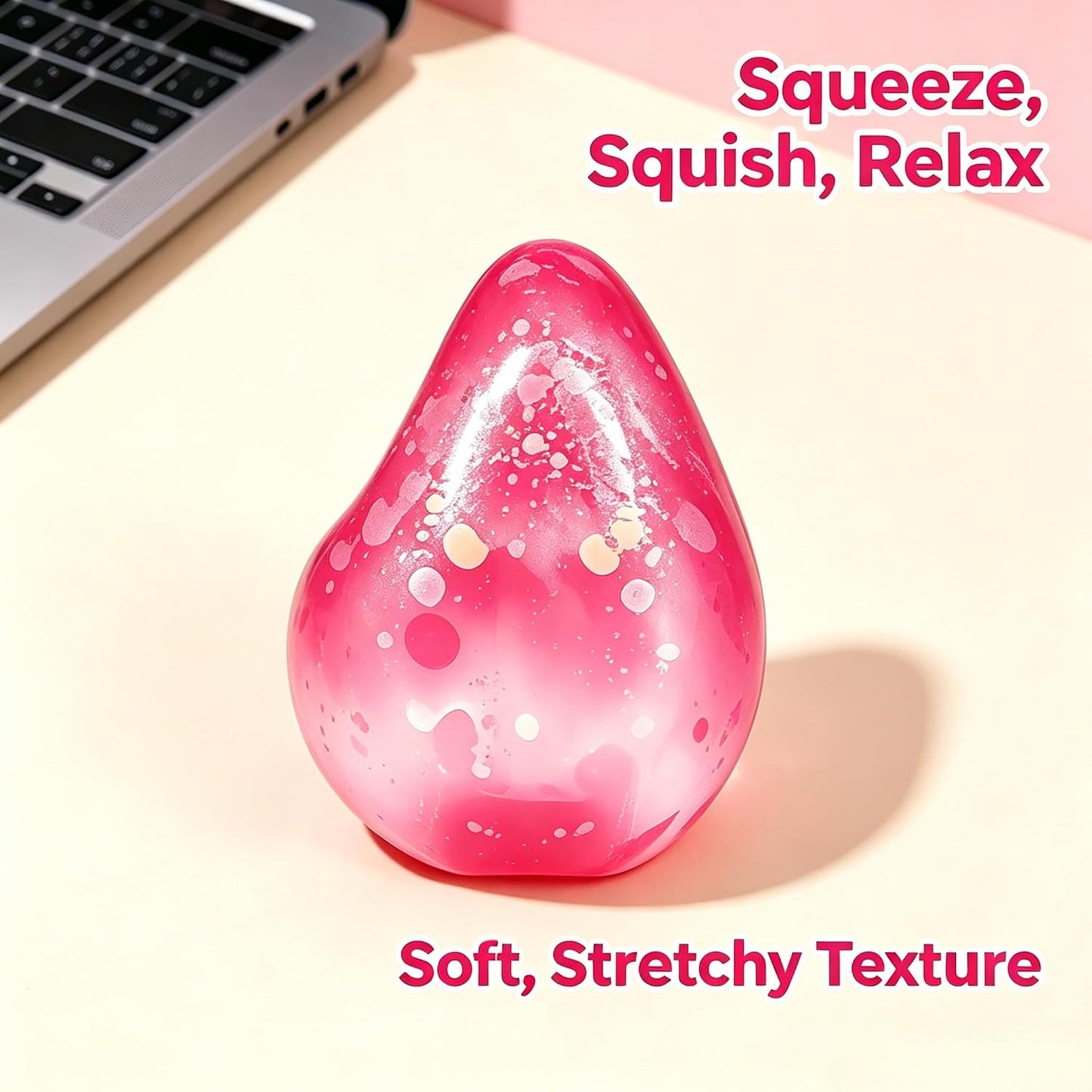 Fidget Toys - Squishy Stress Relief Cube for Anxiety | Pink Sensory Ball for Kids with Autism