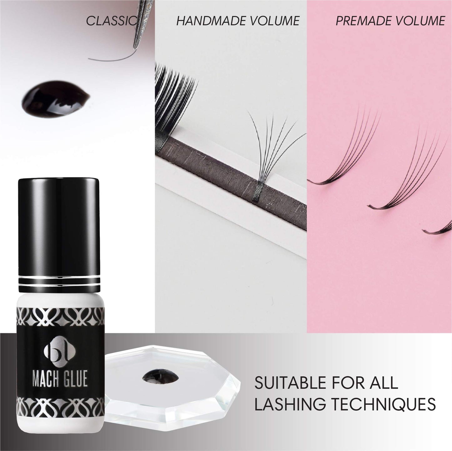 BL Lashes Mach Glue | Lash Glue for Lash Extensions, Quick Drying Within 1-2 Sec, Up to 7 Weeks Long-Lasting Lash Retention, Low Viscosity, Black Adhesive for Professional Supplies (5g)