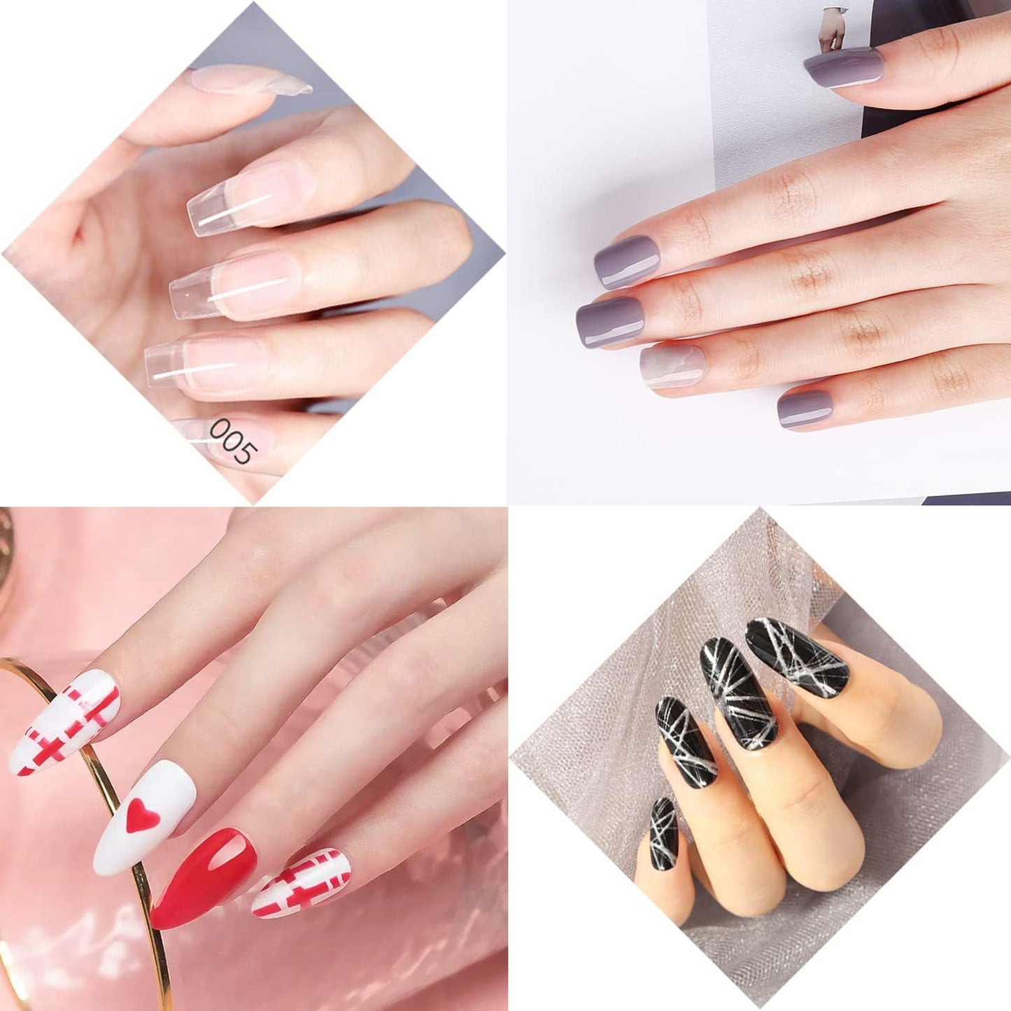 Ycyan 1Pcs Dual-ended UV Builder Gel Nail Brush Rhinestone Handle Nail Art Liner Brush Polygel Hard Gel Nail Brushes White