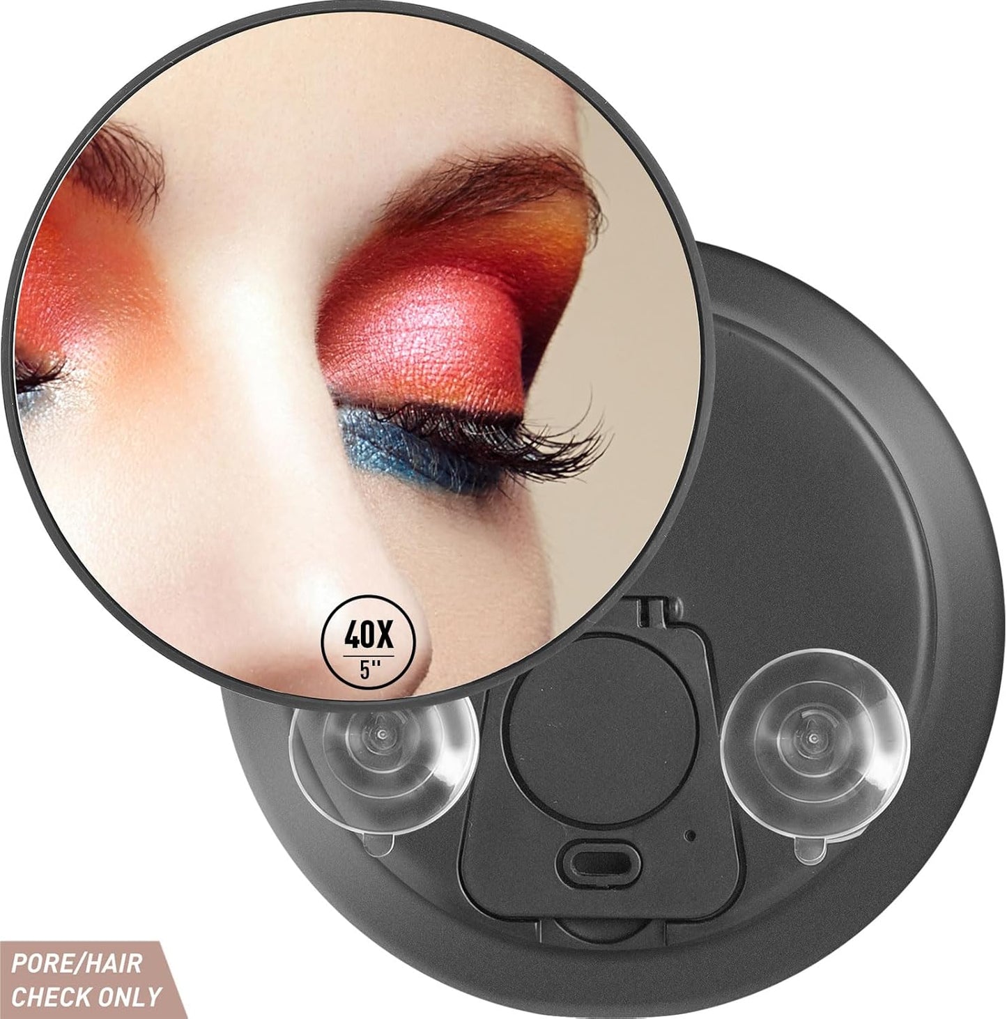 40x Magnifying Makeup Mirror - Compact Travel Vanity Mirror with Suction Cup | Portable Handheld Design