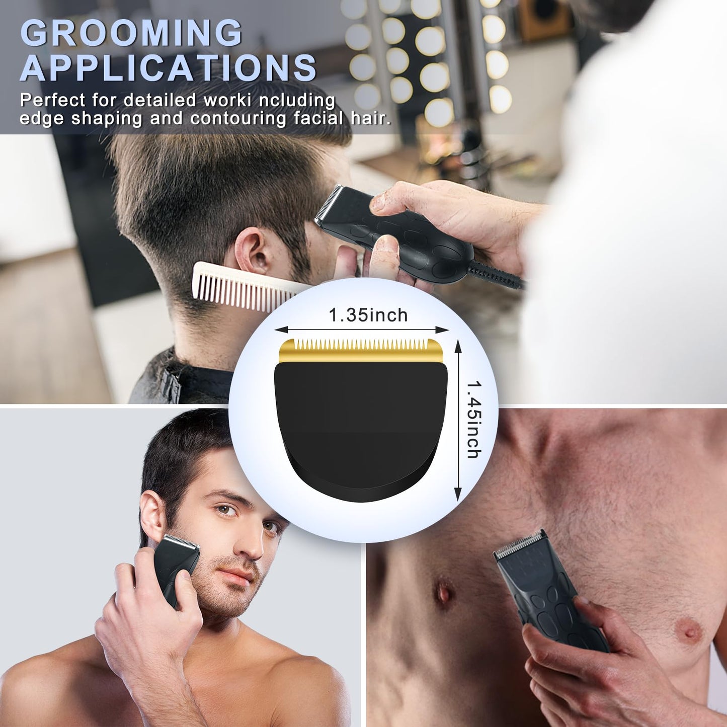 Professional Peanut Replacement Blade-Precision-Ground for Smooth Cutting， Snap-On Compatible with Wahl Peanut Clippers & Trimmers #2068-300, Black/Gold
