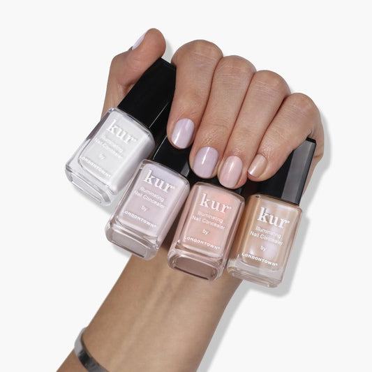 LONDONTOWN Illuminating Nail Concealer Collection - Sheer Brightening Nail Polish & Strengthener for Yellowing, Damaged or Discolored Nails, 4-in-1