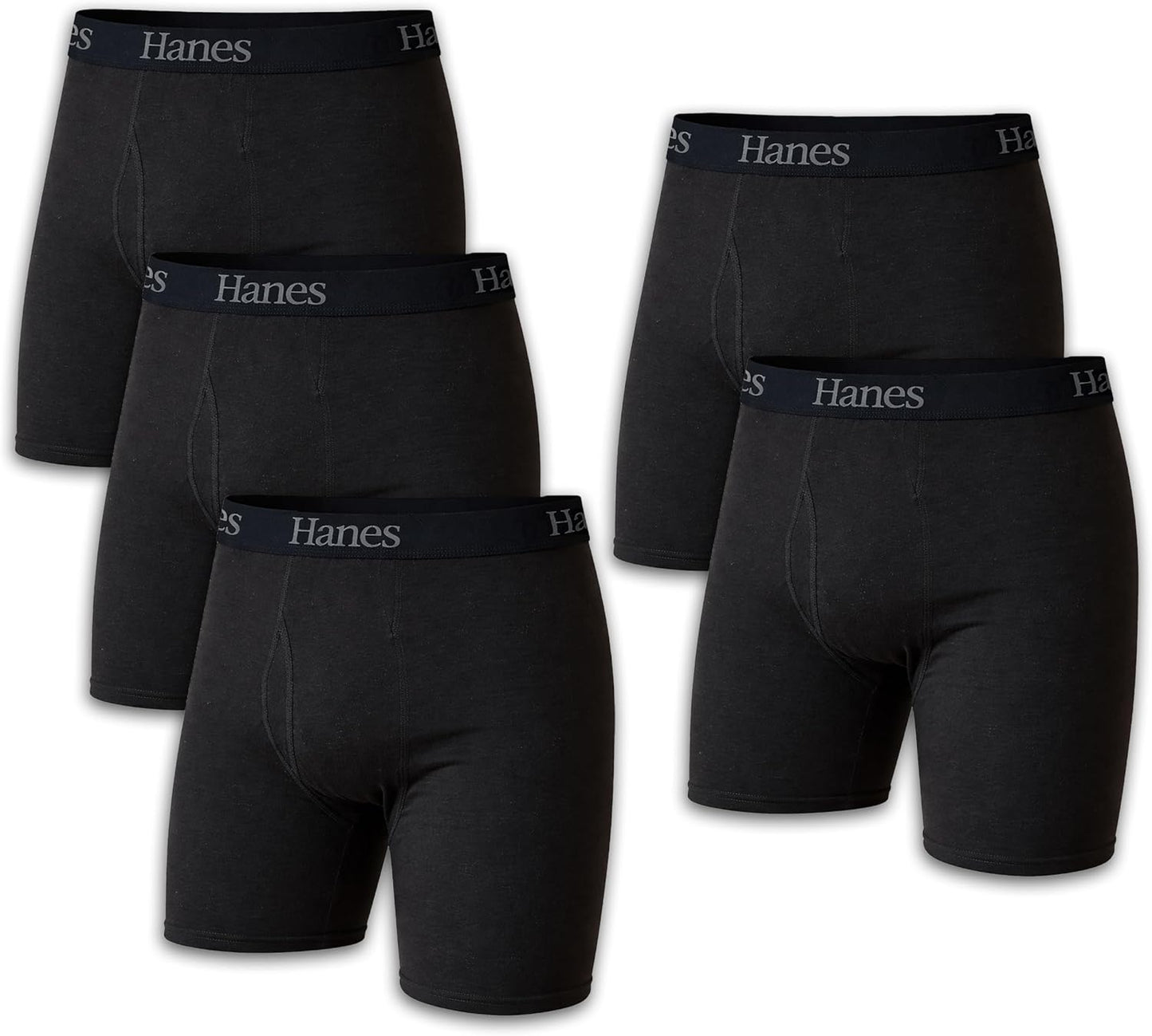 Hanes Men's Boxer Briefs - Cool & Breathable Cotton, Moisture-Wicking, No Ride-Up | 3-Pack
