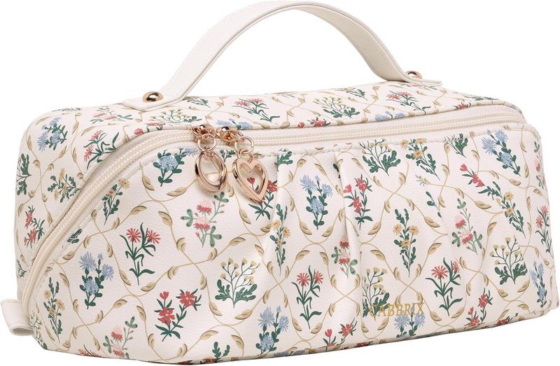 Large Capacity Floral Makeup Bag Organizer - Perfect for Cosmetics, Skincare & Travel Essentials