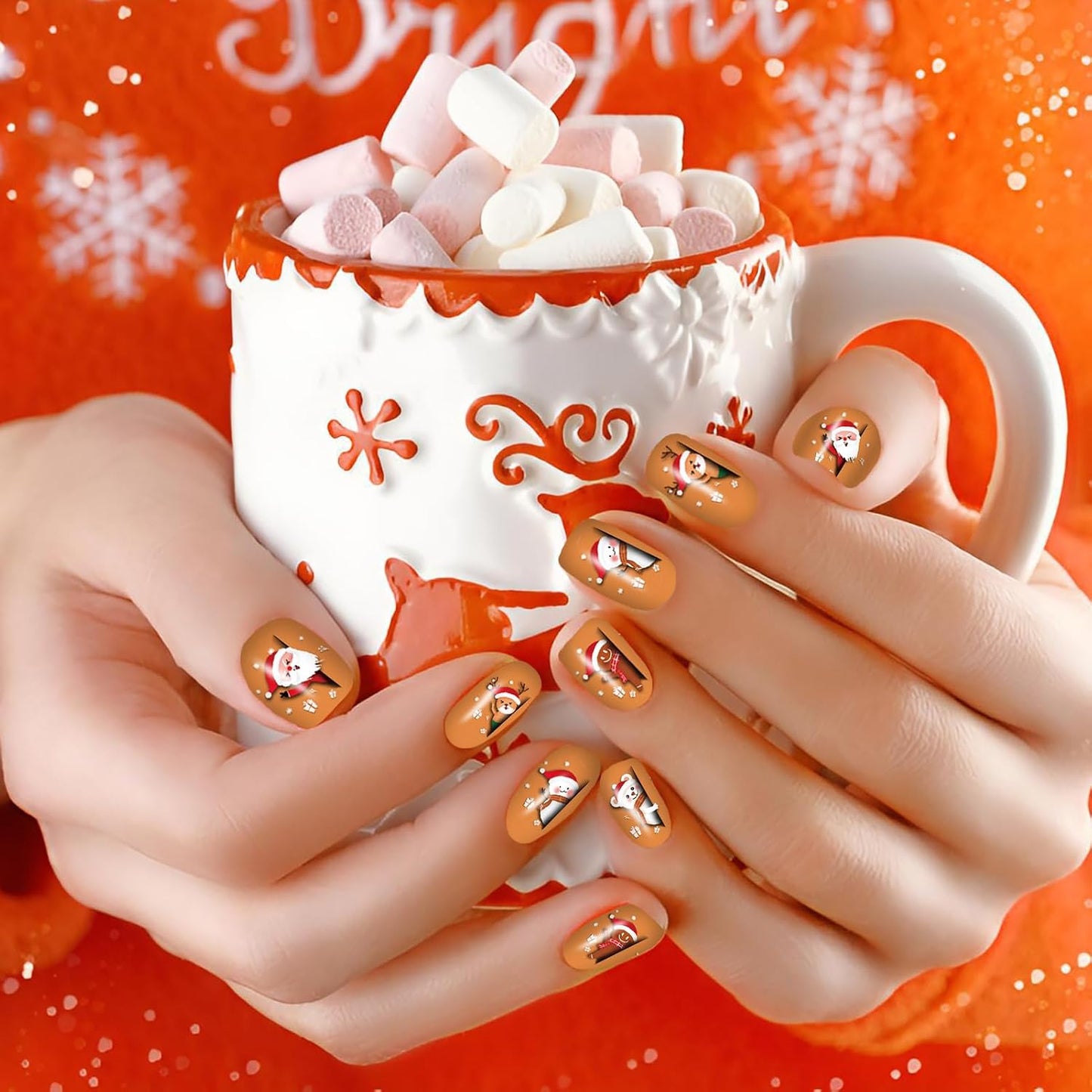 Christmas Nail Wraps - DIY Self-Adhesive Nail Art Stickers with Santa & Snowflake Designs | 12 Sheets & 2 Nail Files