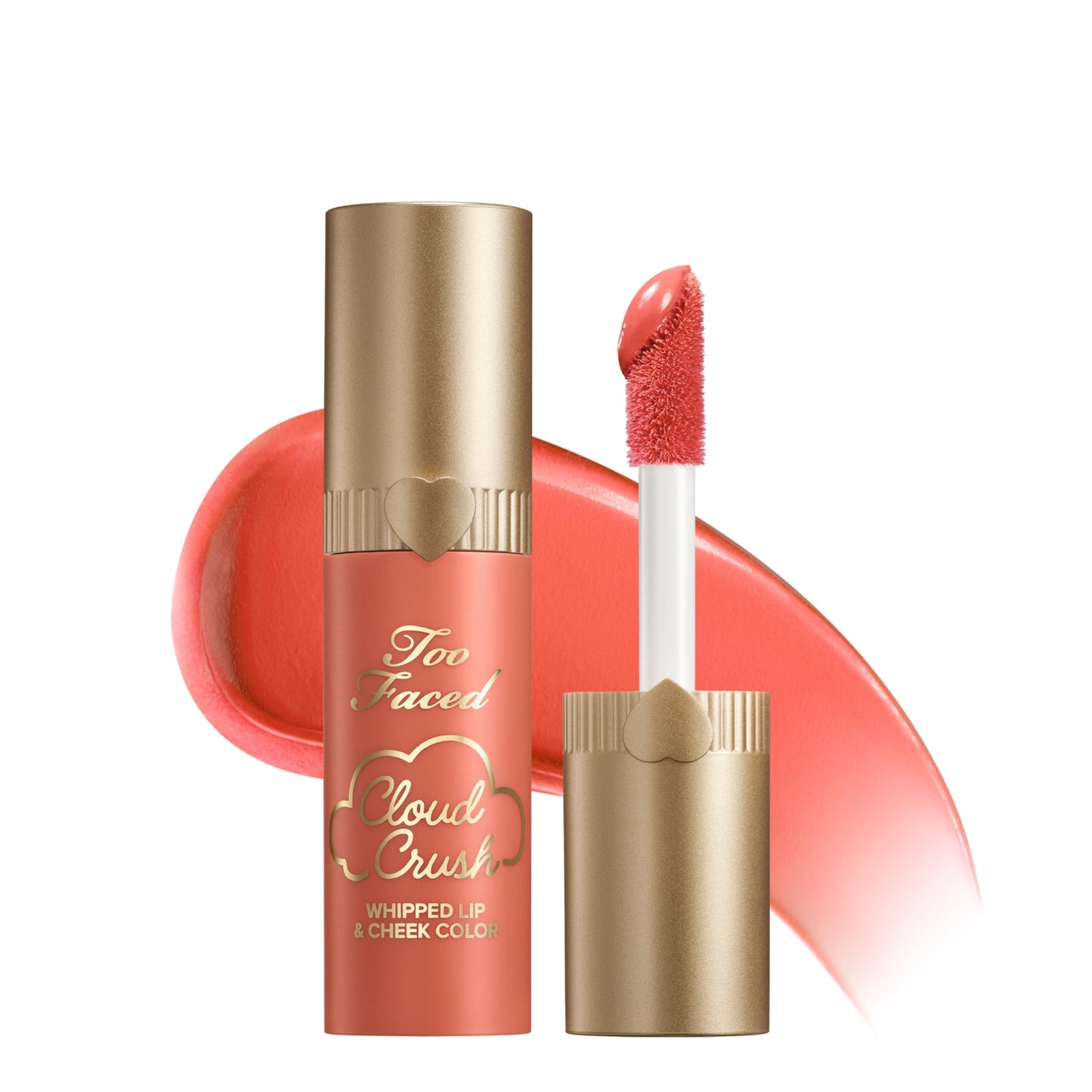 Too Faced Cloud Crush Whipped Lip & Cheek | Creamy Multi-Use Formula with Hyaluronic Oil for a Soft-Focus Longwear Flush, 0.15 Fl Oz, Peach Blur