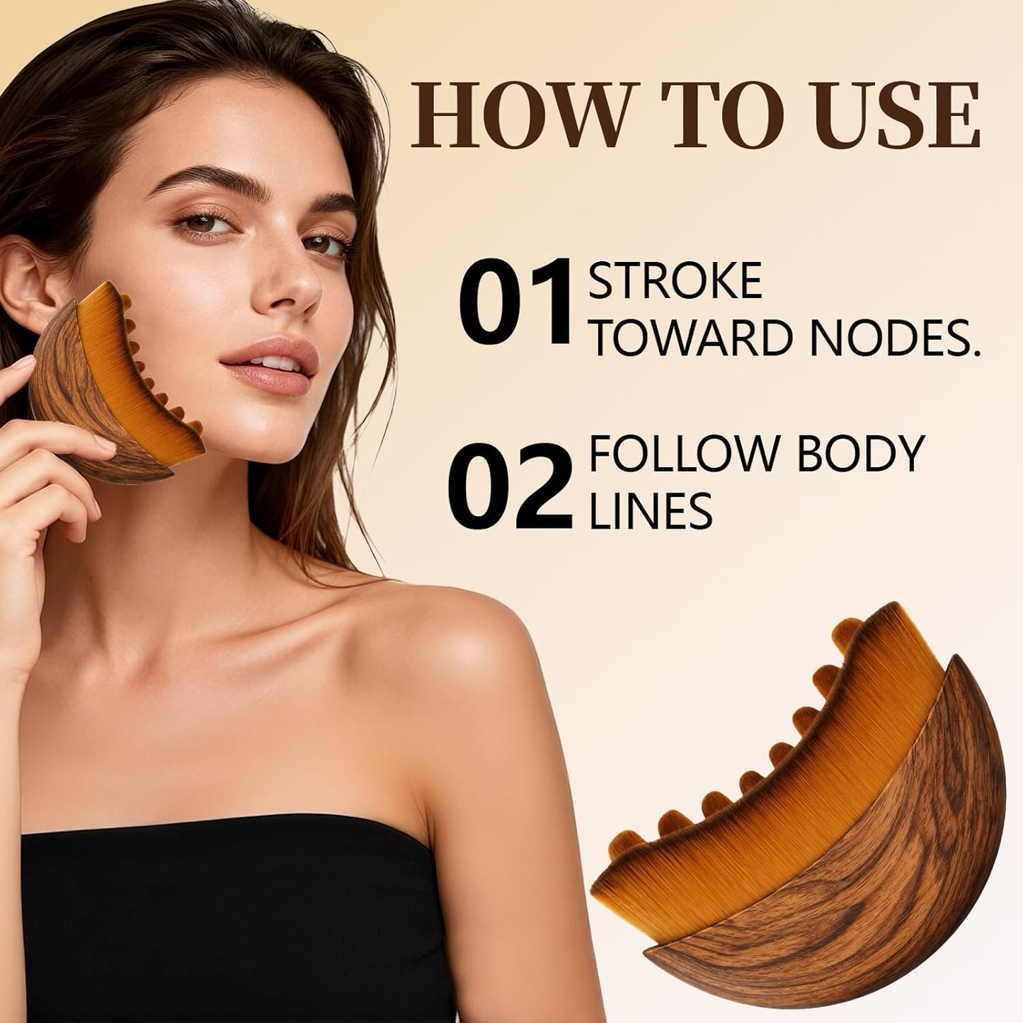 Lymphatic Contour Face Brush - Gua Sha Tool for Lymphatic Drainage & Relaxation | 2-Piece Set