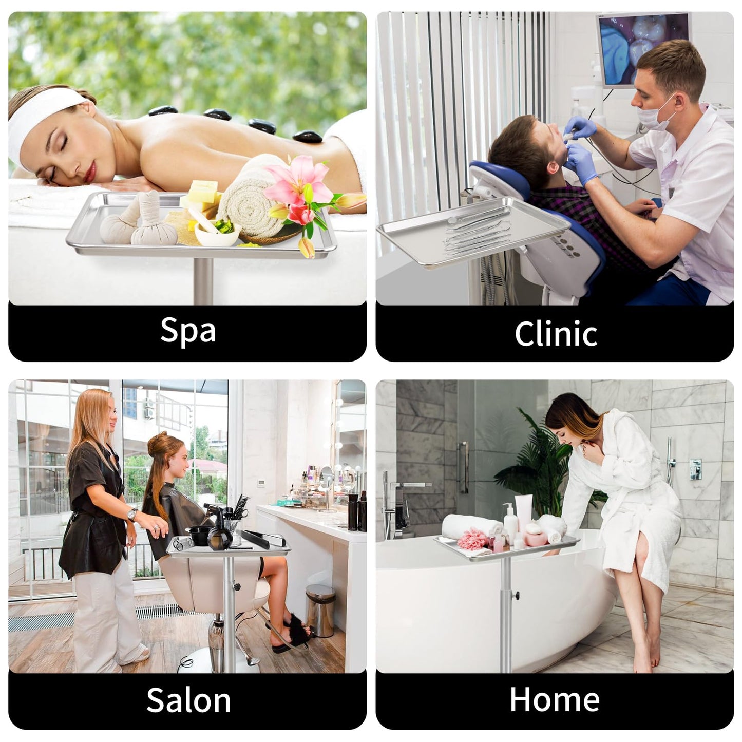 Salon Señor Salon Tray Cart,Instrument Tattoo Trolley Tray with Wheels,Height Adjustble Hair Color Storage Tray Cart