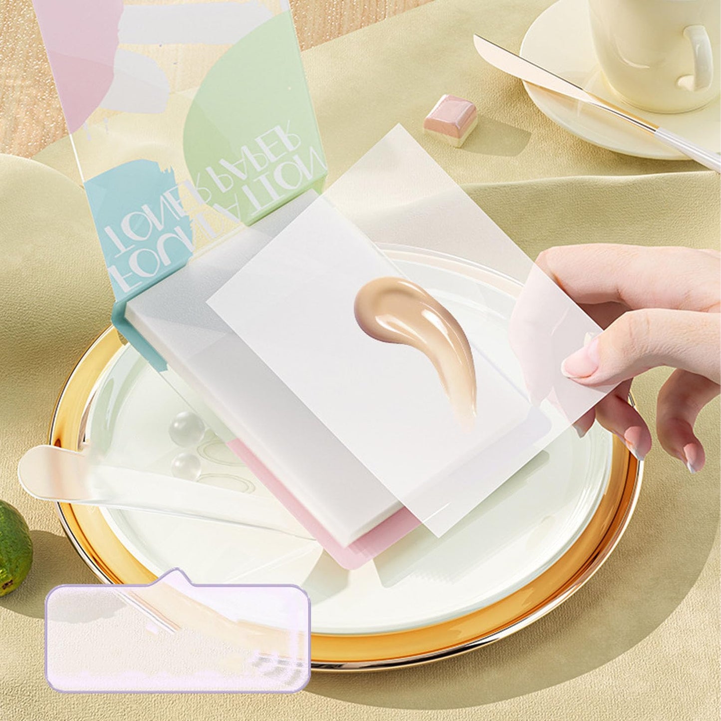 200Pieces Makeup Mixing Palette Papers, Disposable Cosmetic Palette Paper, Disposable Nail Polish Paper for Blending Foundation, Concealer, Eyeshadow with 2Pcs Mixing Stick