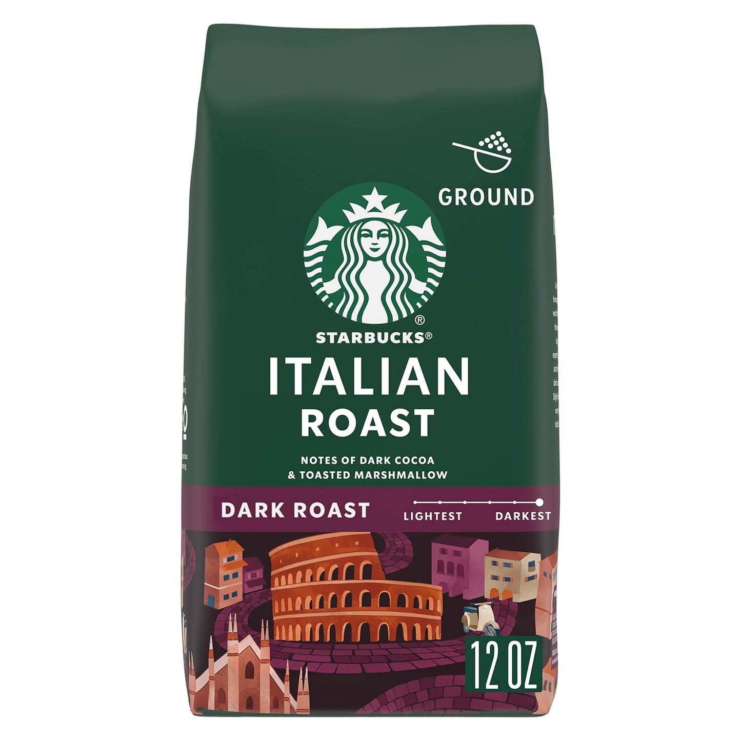 Starbucks Ground Coffee - Dark Roast Italian Blend | 100% Arabica, 18 oz Bag