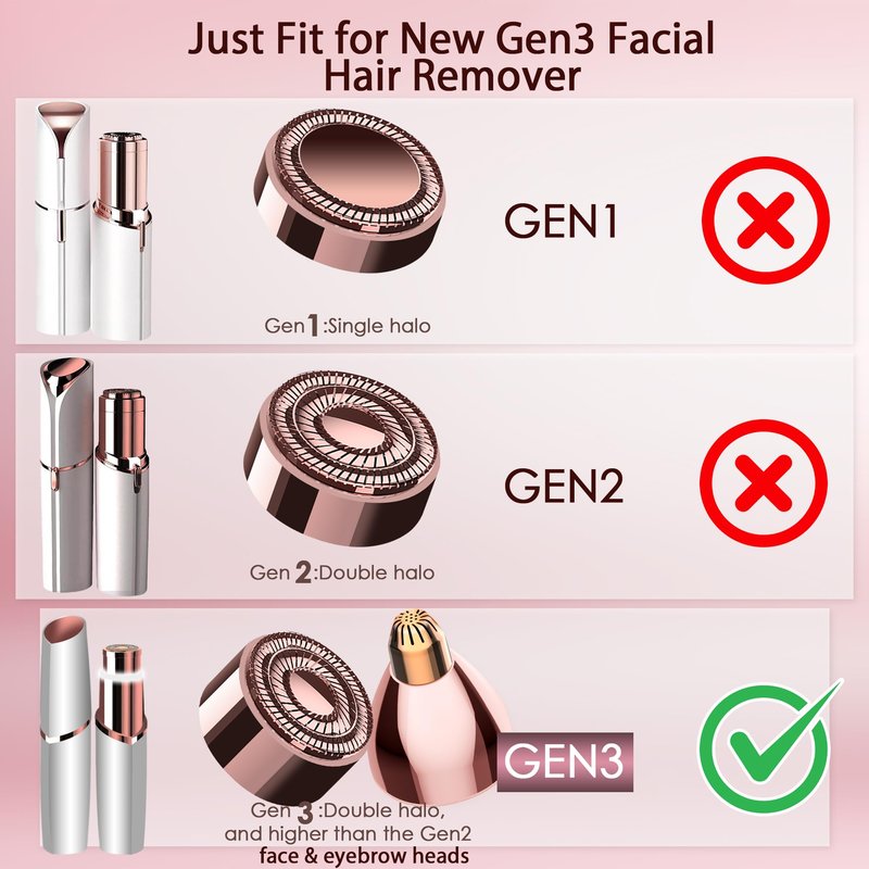 Gurelax Generation 3 Replacement Heads for Finishing Touch,ace and Eyebrow Hair Remover Replacement Heads, 18k Gold Precision Replacement Blades Compatible with New Flawless Gen 3 (2+2)