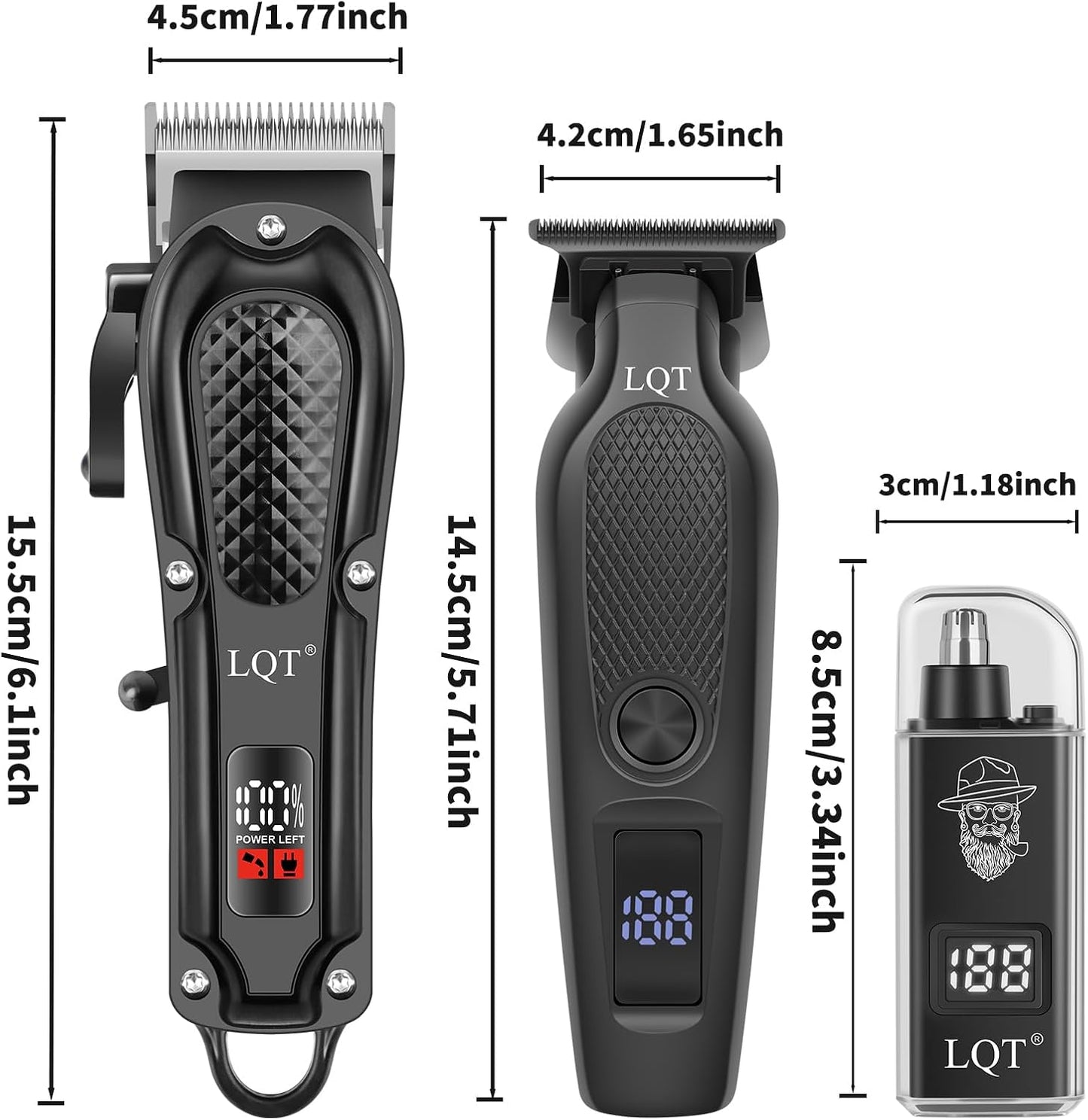 Cordless Hair Clipper & T-Blade Beard Trimmer Set - LED Display, Quiet Motor, Ergonomic Design, Rechargeable Grooming Kit for Men