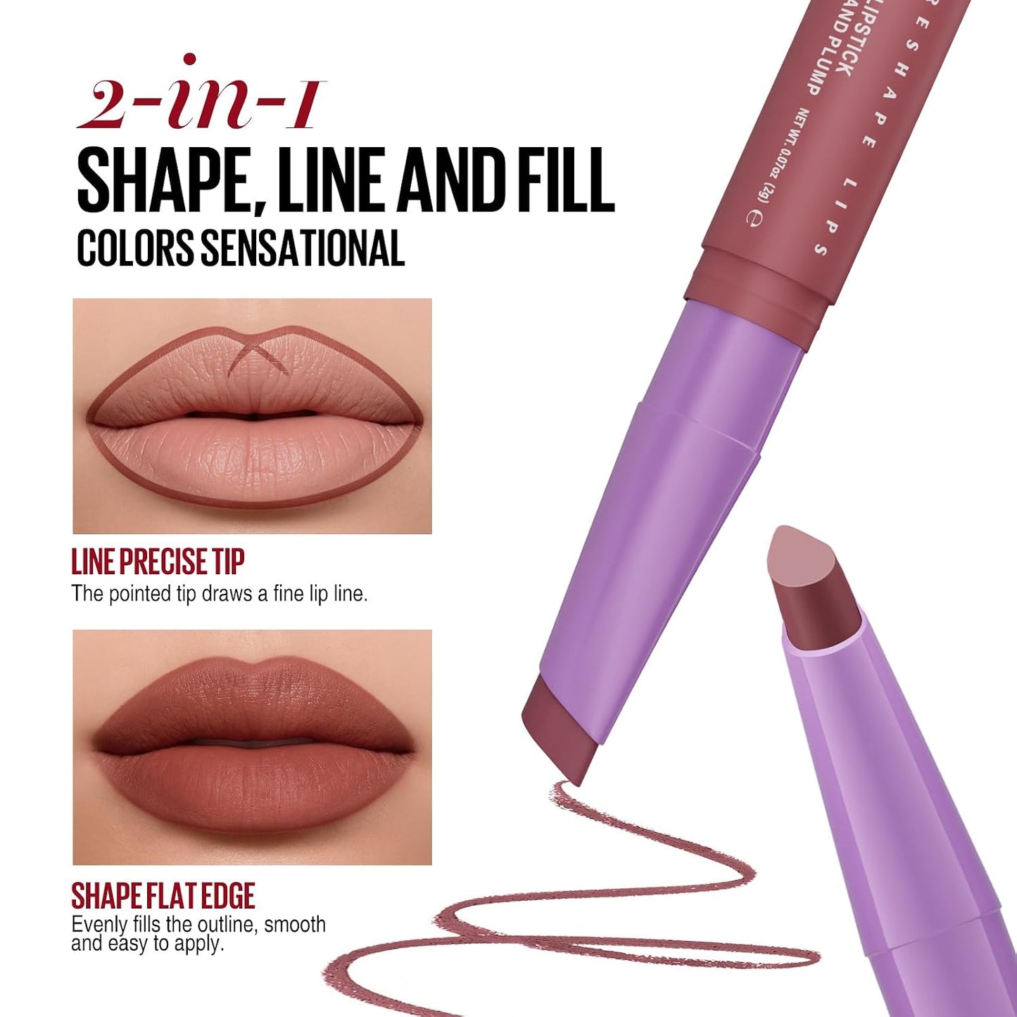Langmanni Velvet Matte Lipstick Set - 8Pcs 2-in-1 Lip Liner & Full-Size Lipstick | Unique Teardrop Shape Gift for Women