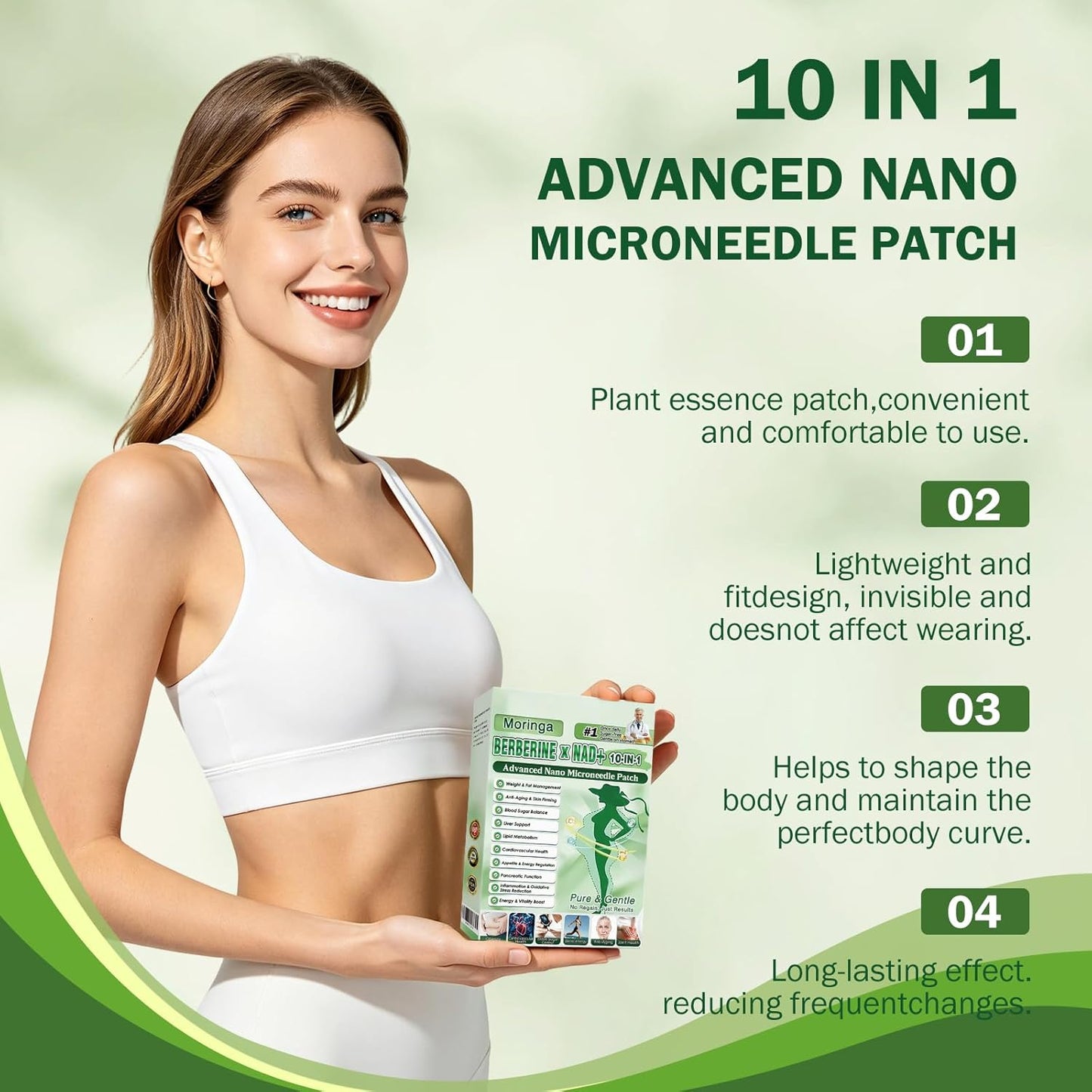 Moringa Patches - 10-in-1 Nano Microdart Patches for Natural Skin Care | 3 Boxes