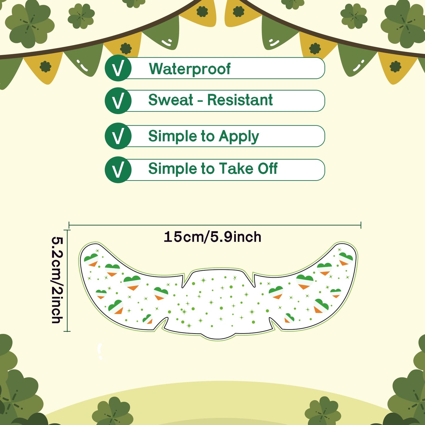 St Patricks Day Accessories - 8 Pack Shamrock Temporary Face Tattoos | St Patrick's Day Shirt Outfits for Women | Lucky Clover Face Stickers Makeup Gifts Crafts Games Decorations for Kids