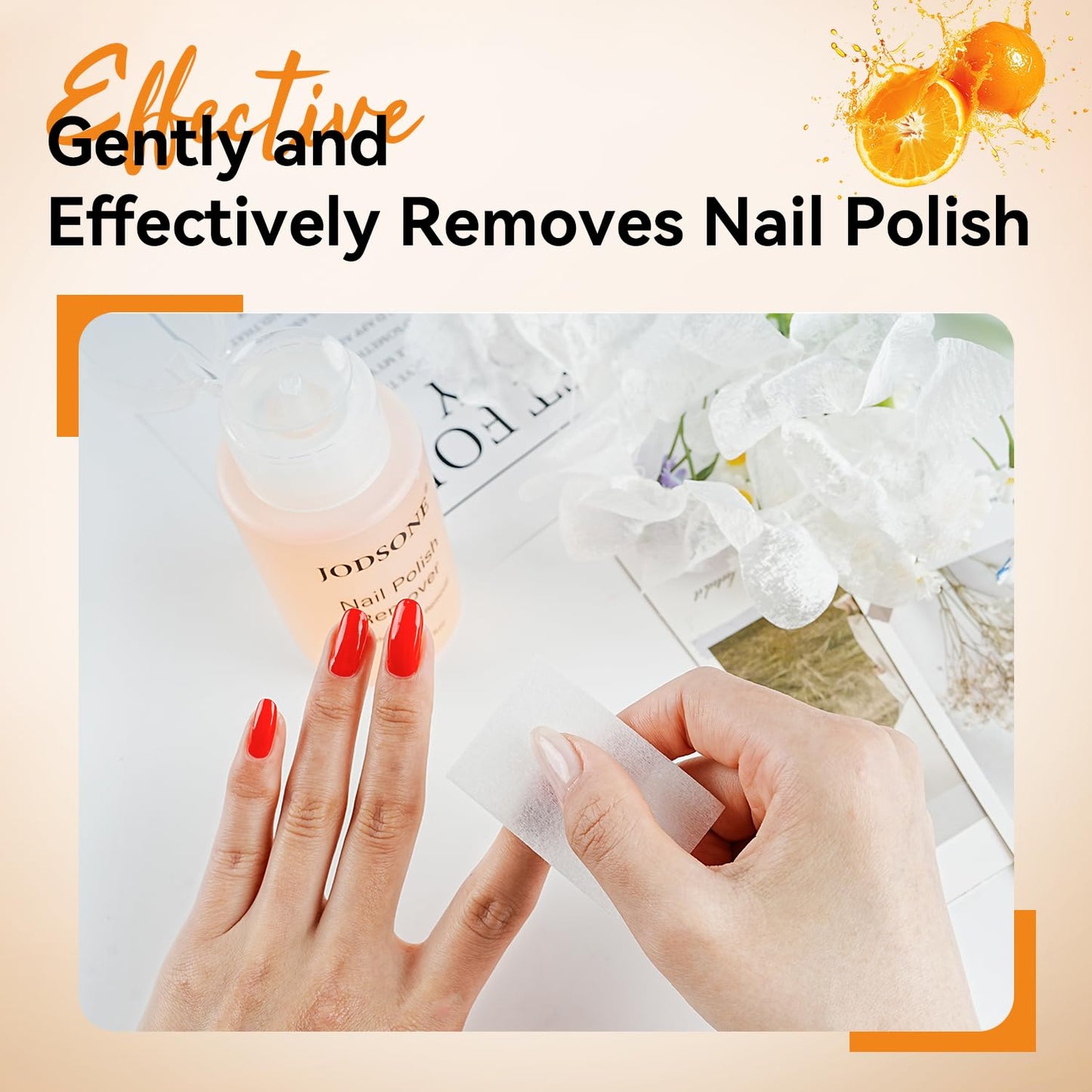 Non-Acetone Nail Polish Remover - Gentle Formula with Vitamin E & Aloe | 6.09 Fl. Oz, Orange Scent
