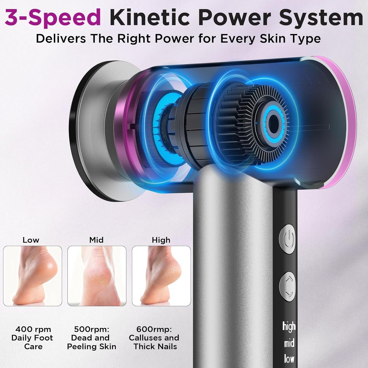 Electric Foot Callus Remover - Ergonomic Nano-Glass Head for Professional Home Pedicure | Reusable Foot File Tool