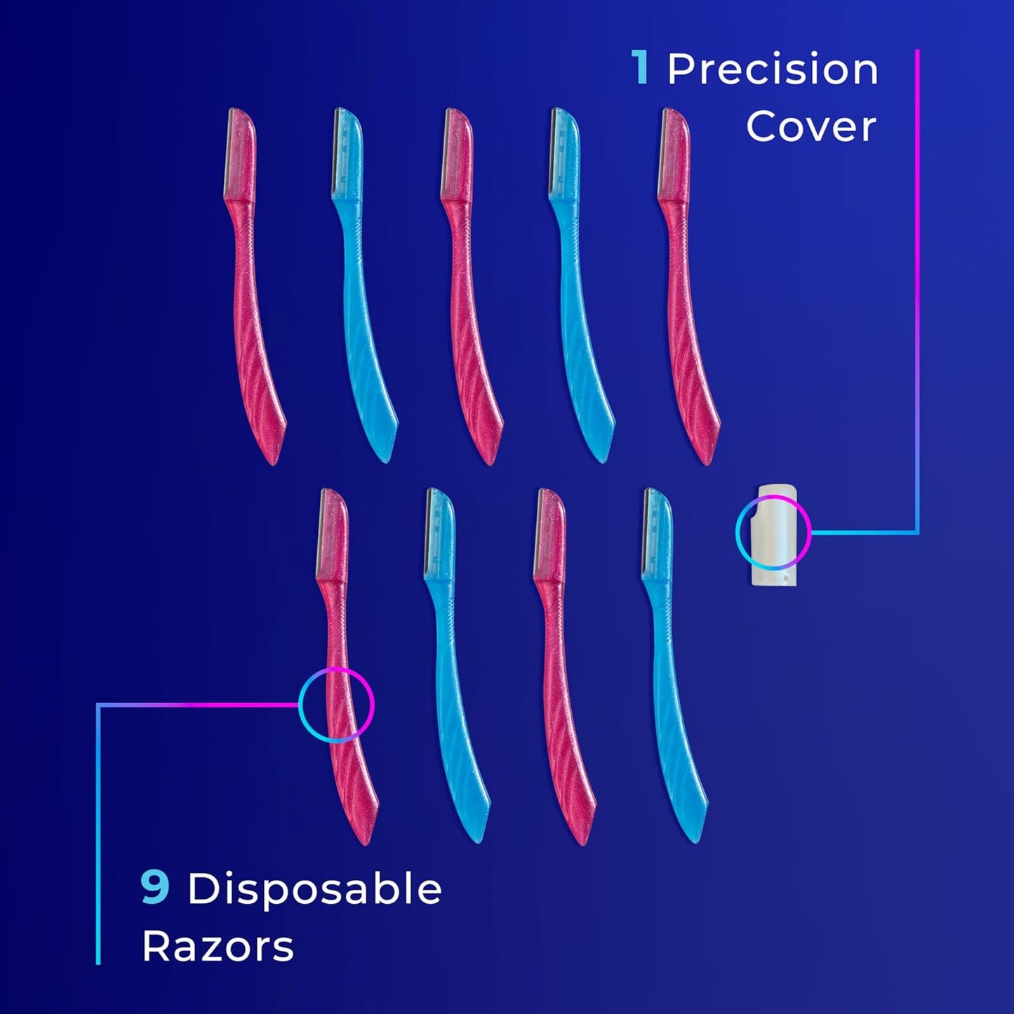 Schick Hydro Silk Touch-Up Dermaplaning Razor - Precision Facial Hair Remover for Women, 9ct | Eyebrow & Peach Fuzz Tool