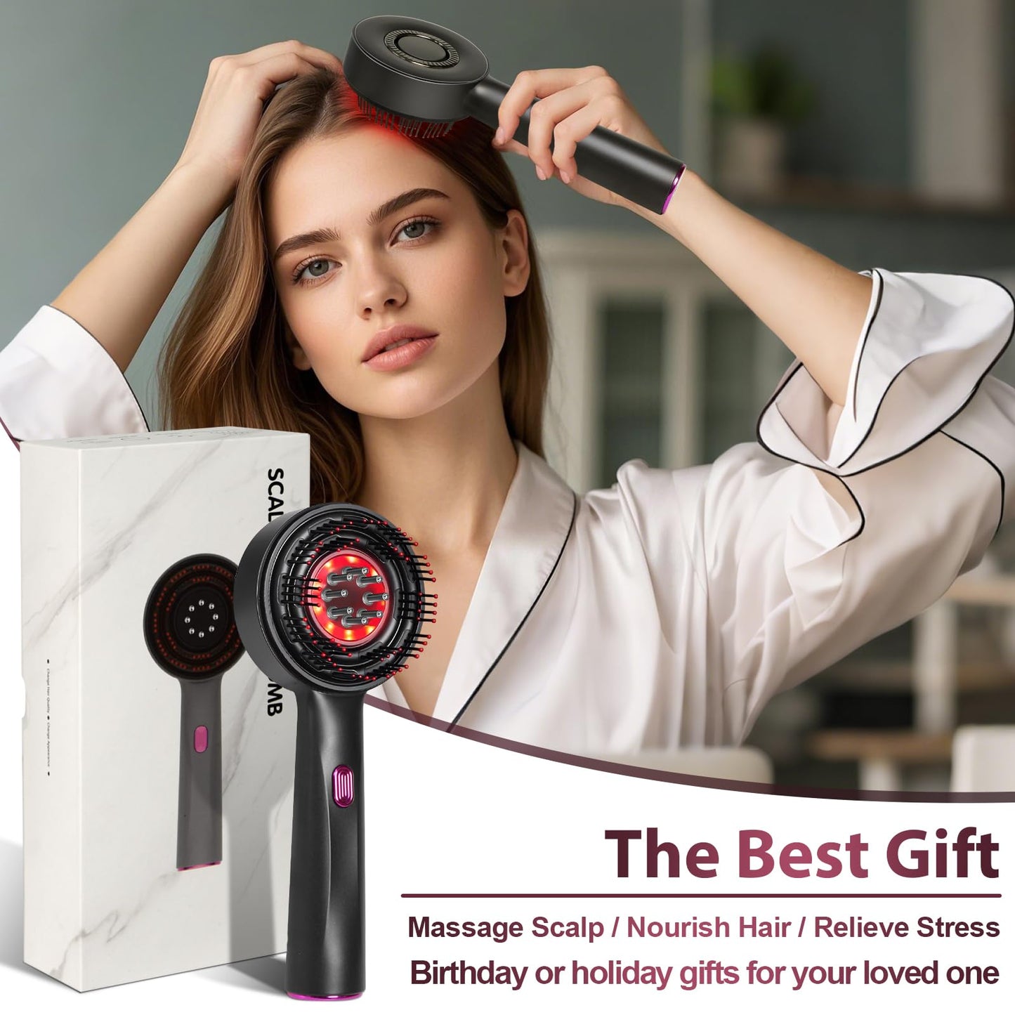 CWTUL Laser Therapy Hair Growth Comb, Hair Oil Applicator,Electric Scalp Massager Hair Growth with IPX7 Waterproof